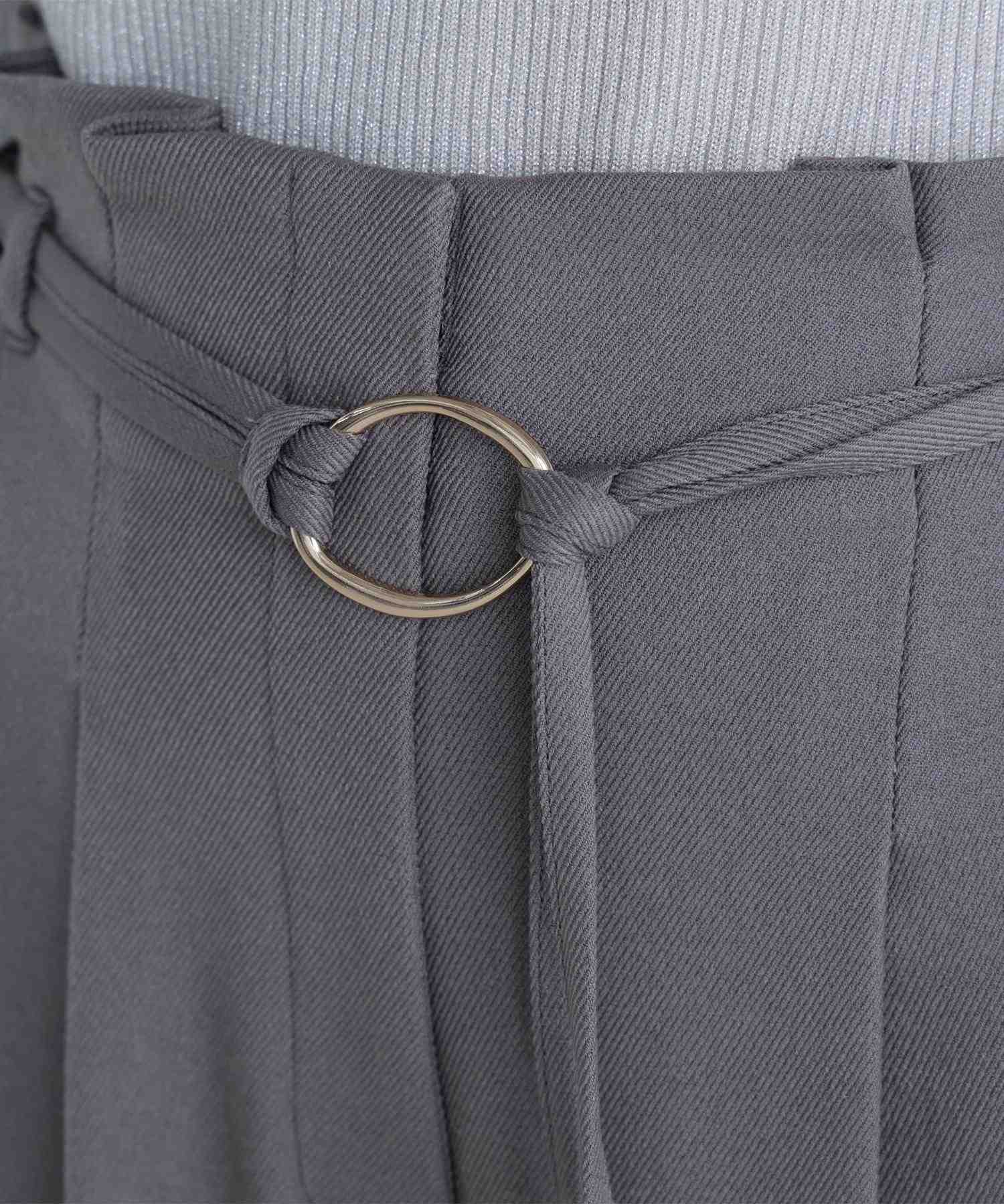 ダブルベルトワイドパンツ ウォームグレー