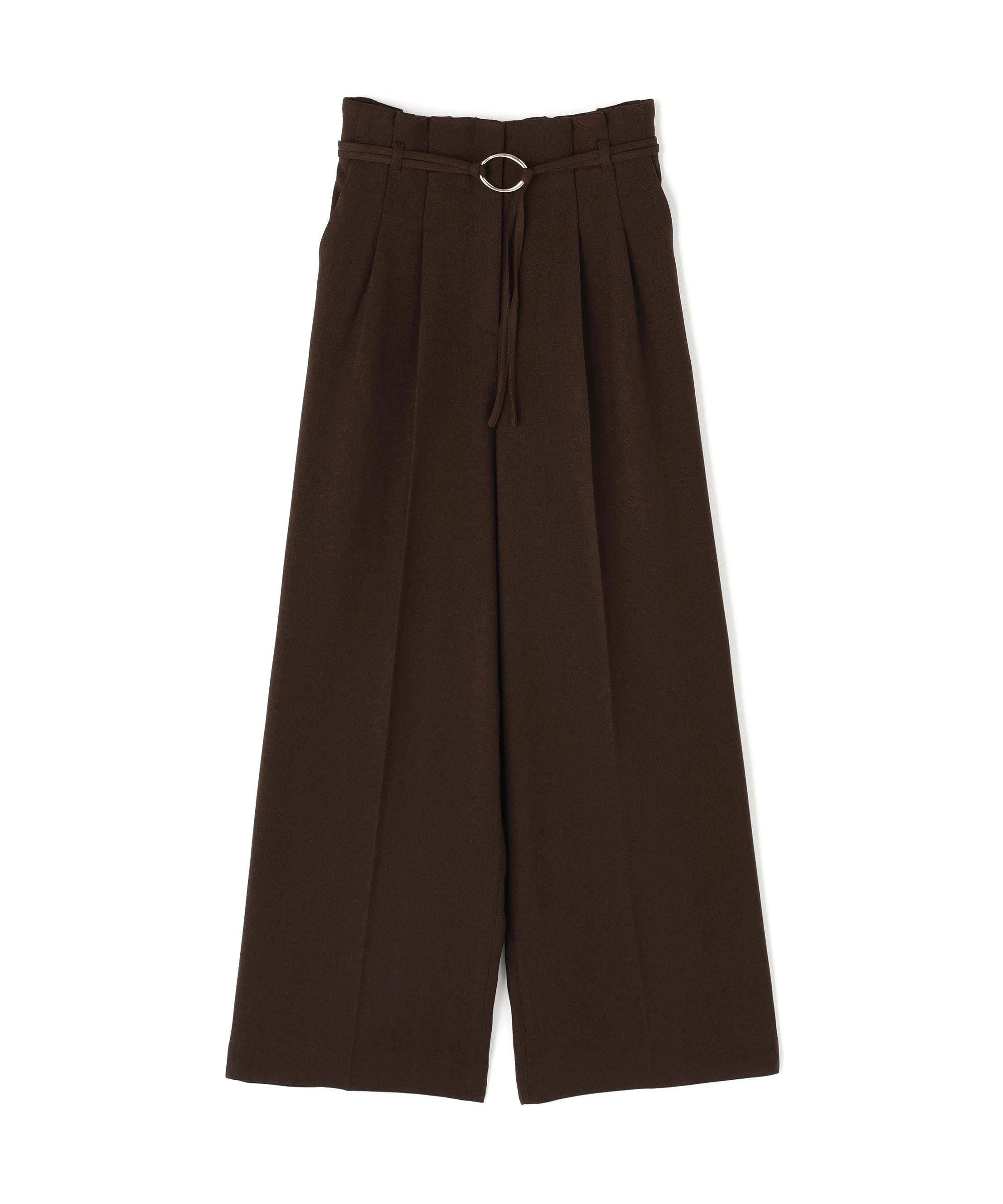 ダブルベルトワイドパンツII ダークブラウン1