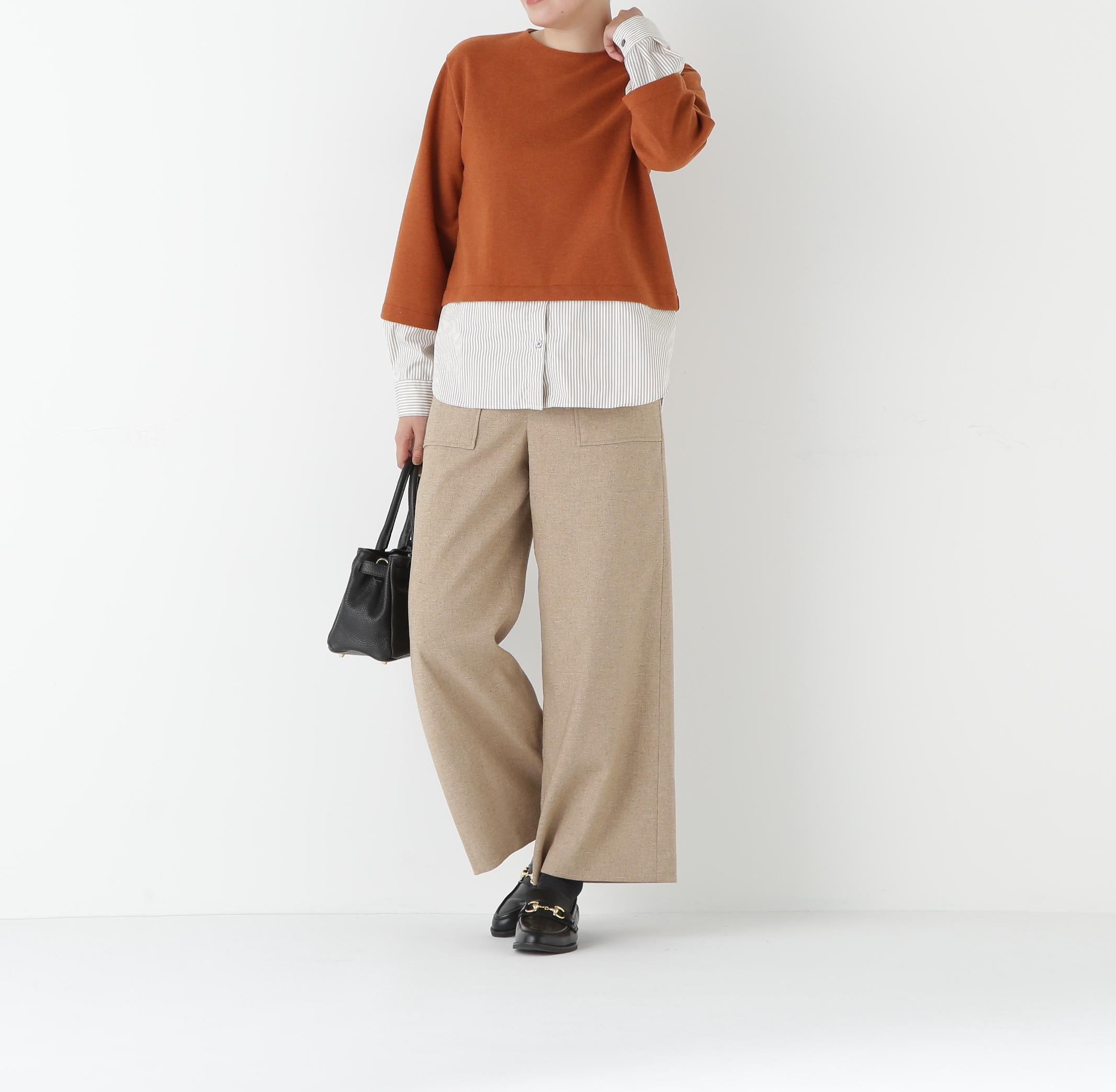 シルクネップツイルツィードベイカーセミワイドパンツ ベージュ