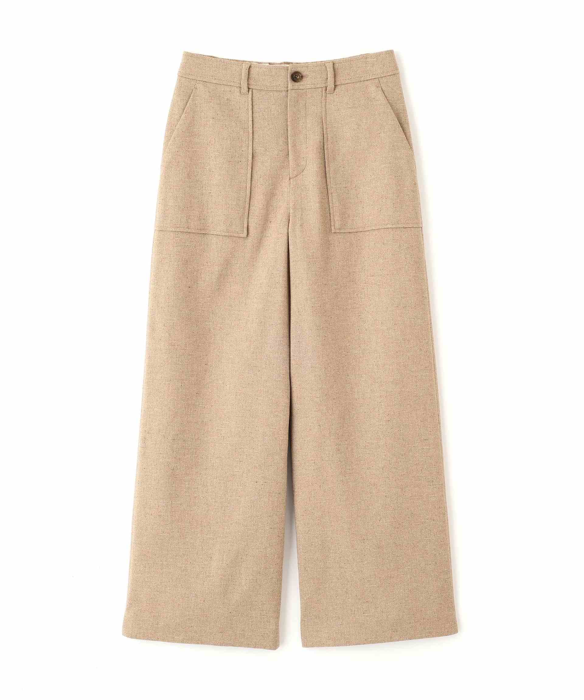 シルクネップツイルツィードベイカーセミワイドパンツ ベージュ