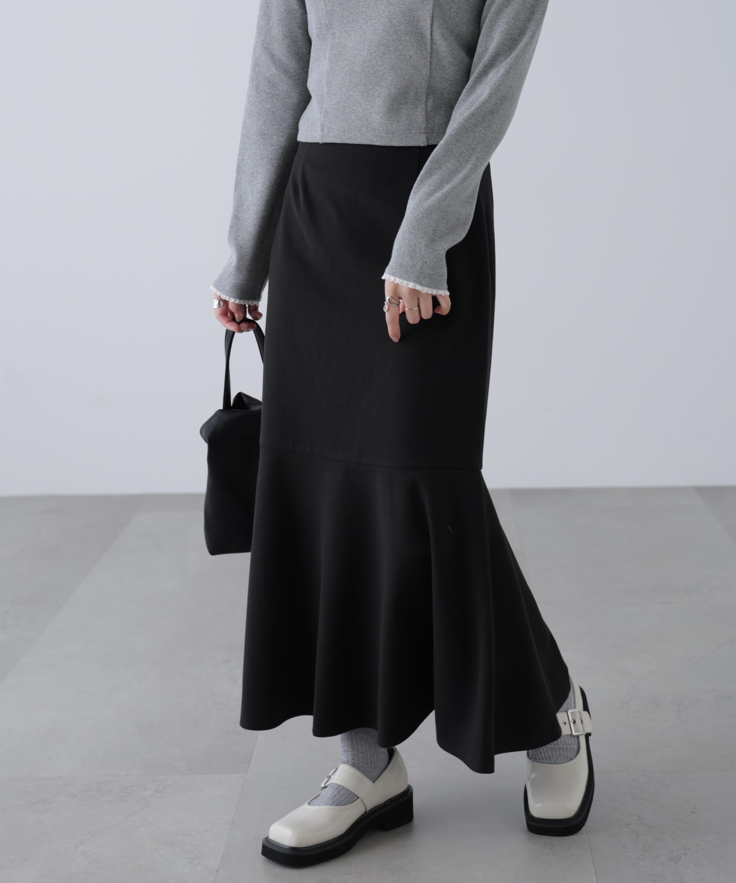 起毛ストレッチマーメイドスカート ブラック