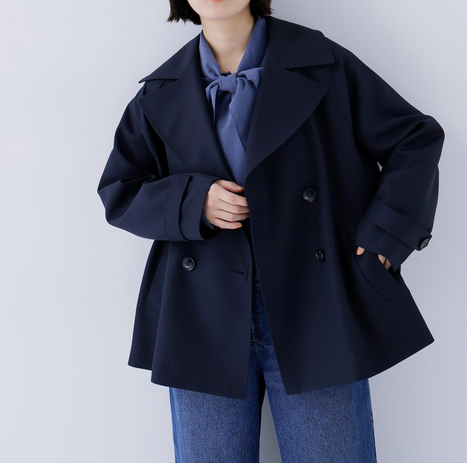 ハーフトレンチコート ネイビー