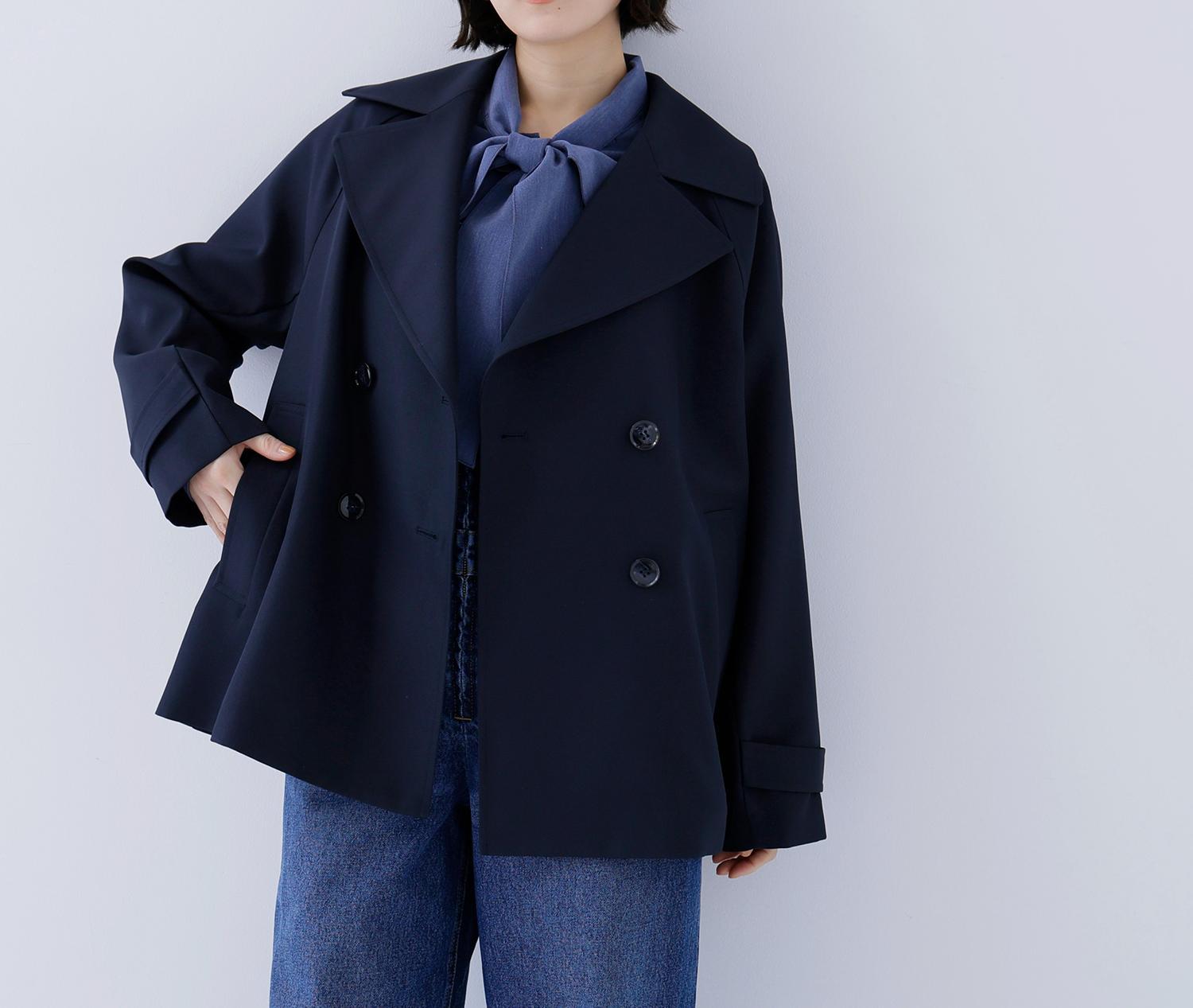 ハーフトレンチコート ネイビー