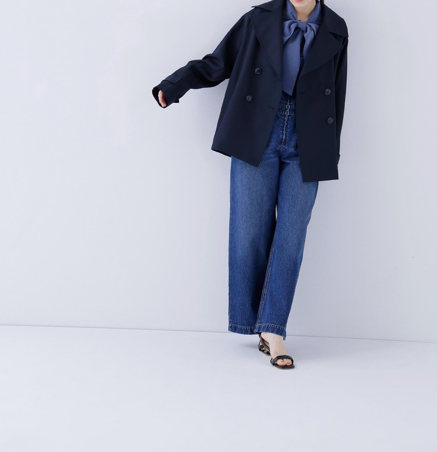 ハーフトレンチコート ネイビー