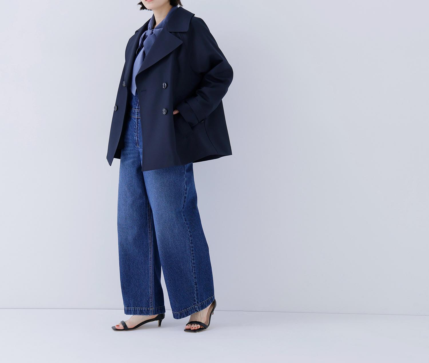ハーフトレンチコート ネイビー