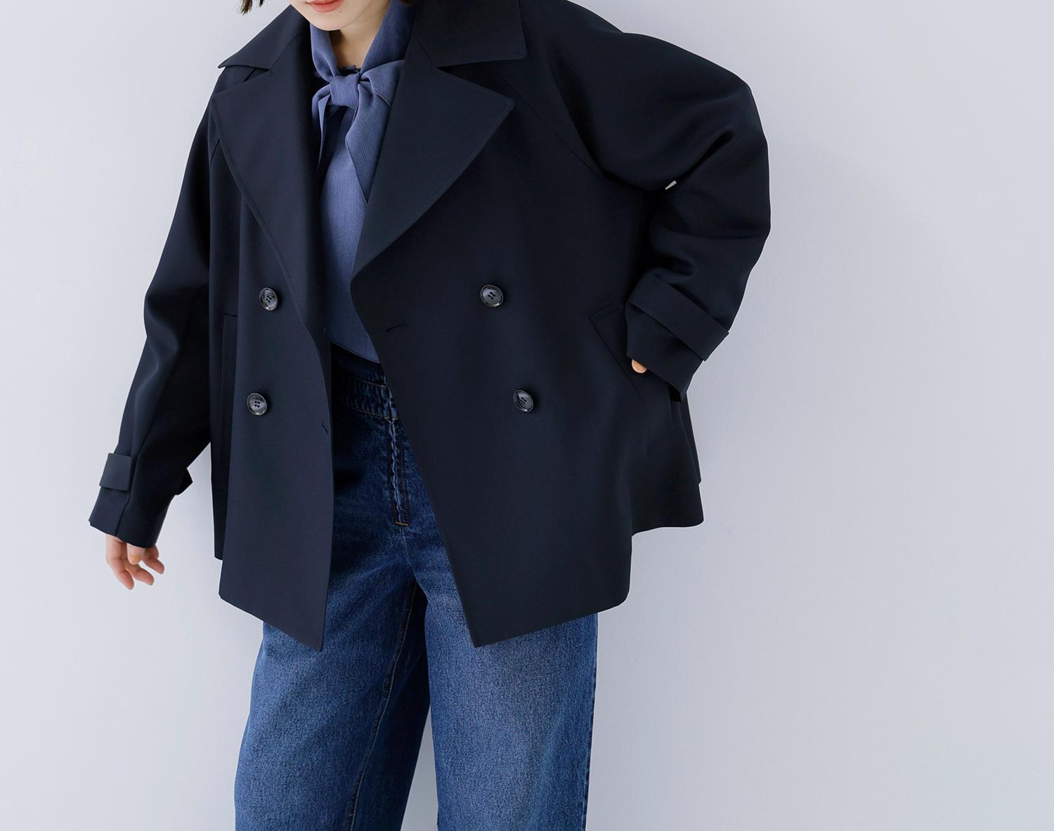 ハーフトレンチコート ネイビー