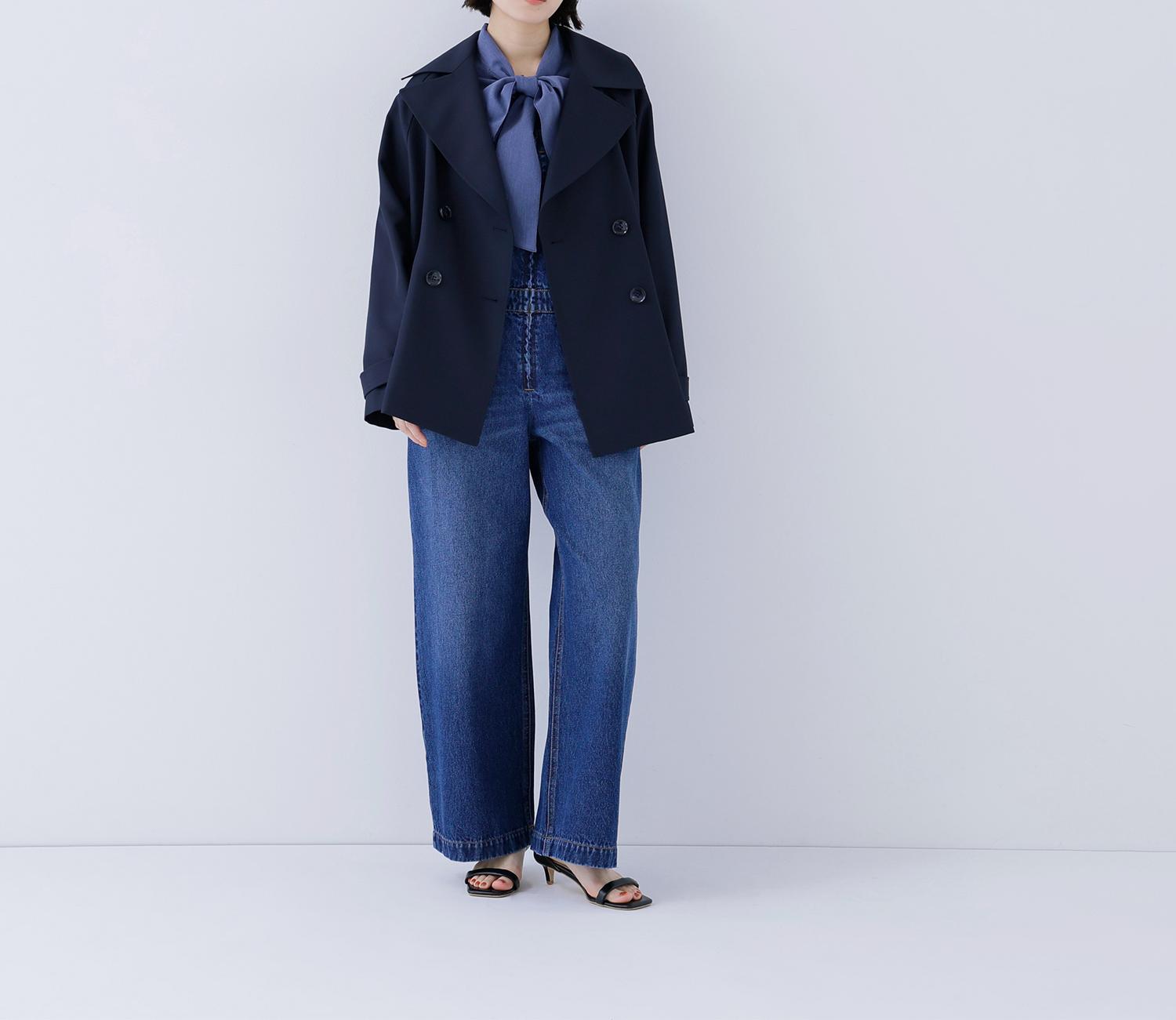 ハーフトレンチコート ネイビー