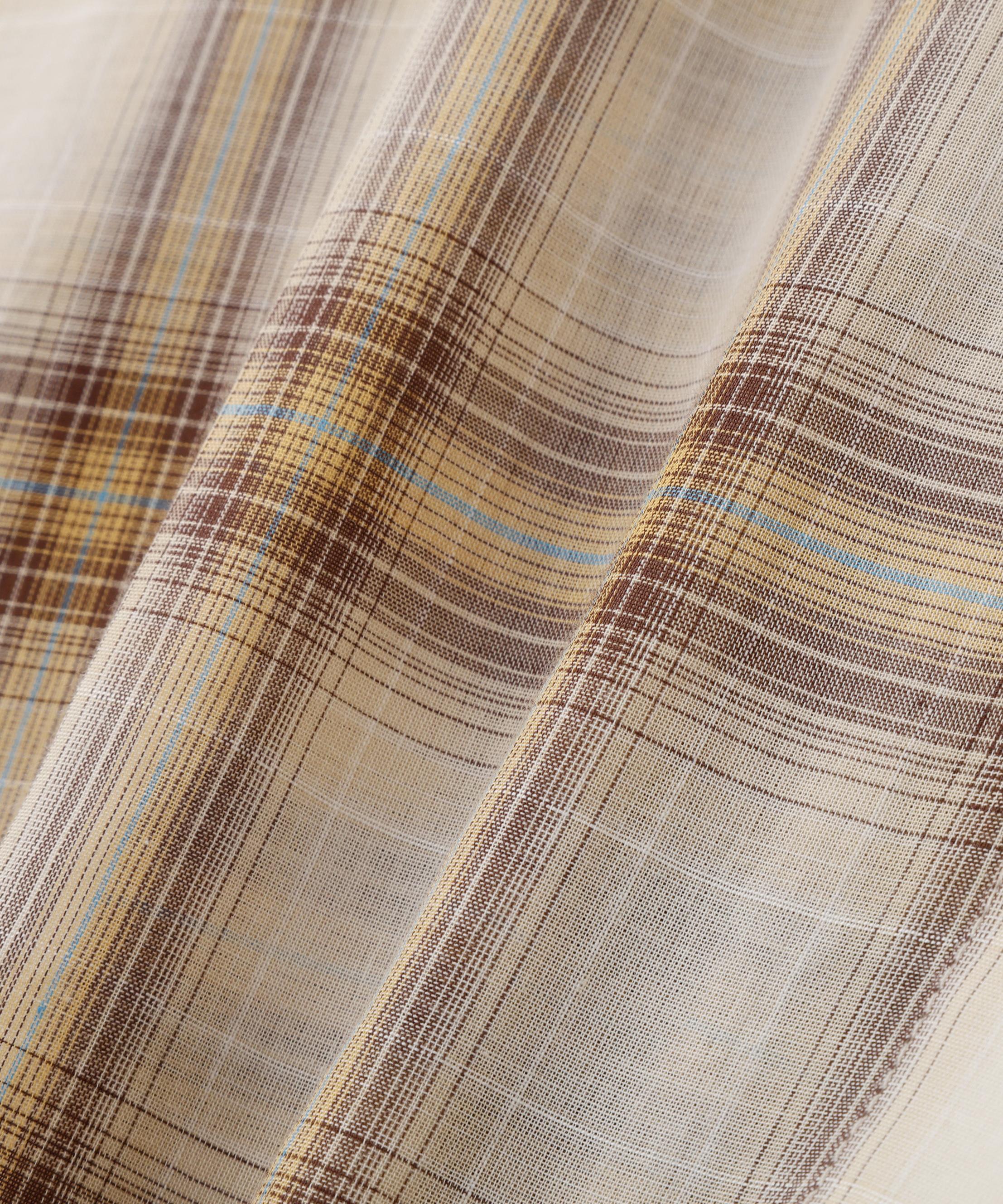 シアーチェックシャツ ブラウンベース1