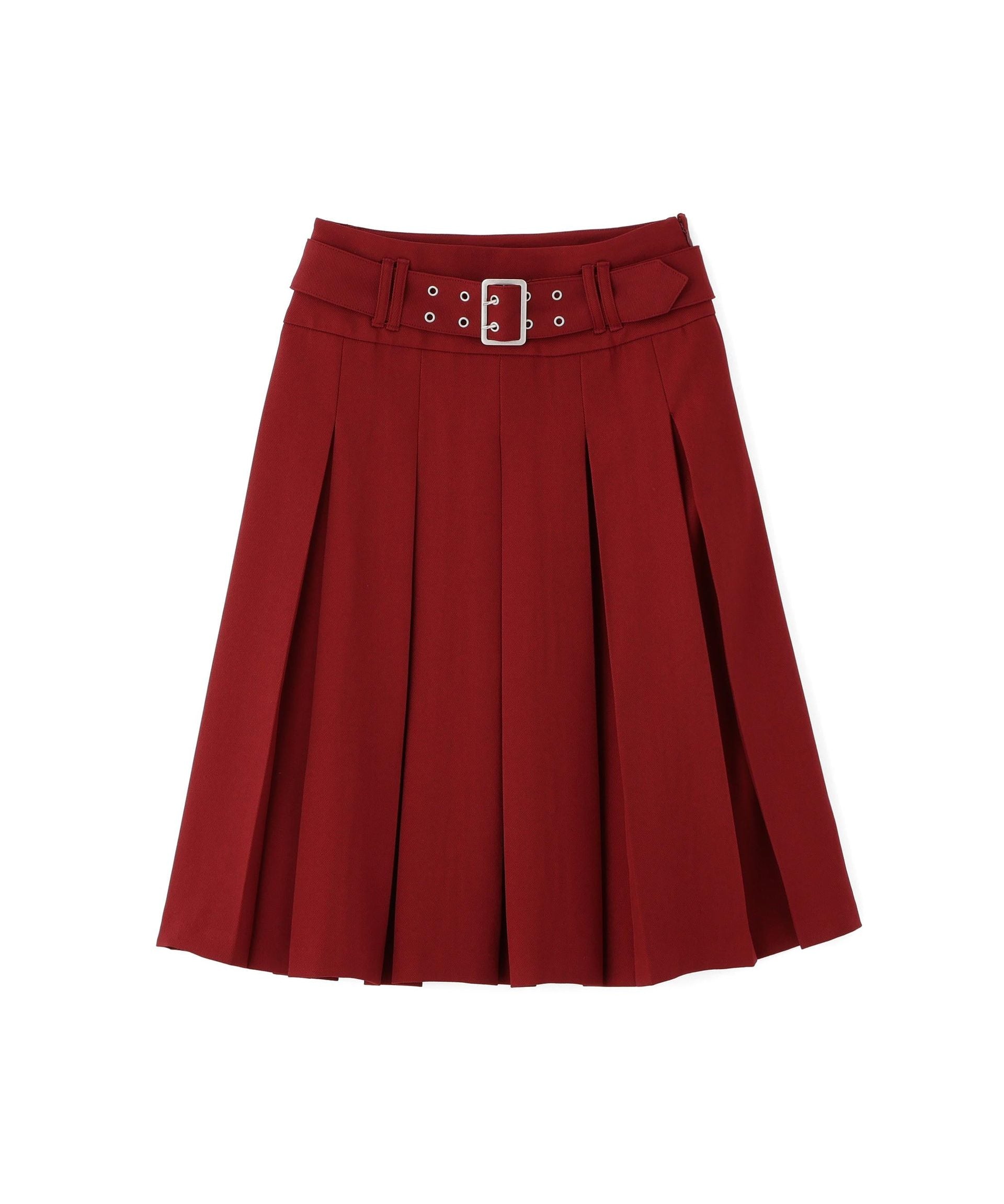 タックプリーツミディスカート ボルドー
