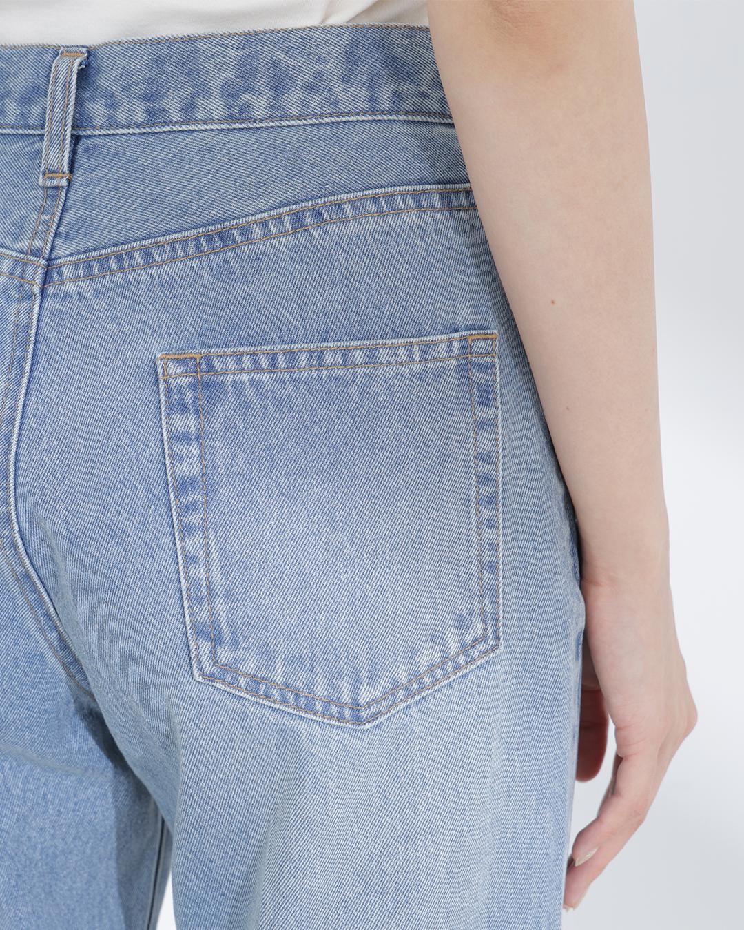 サイドスリットストレートデニムパンツ ブルー