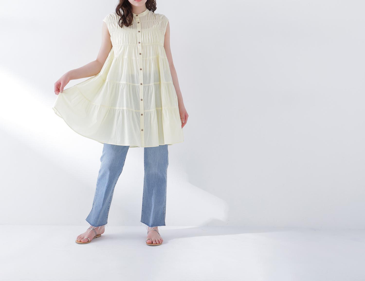 サイドスリットストレートデニムパンツ ブルー