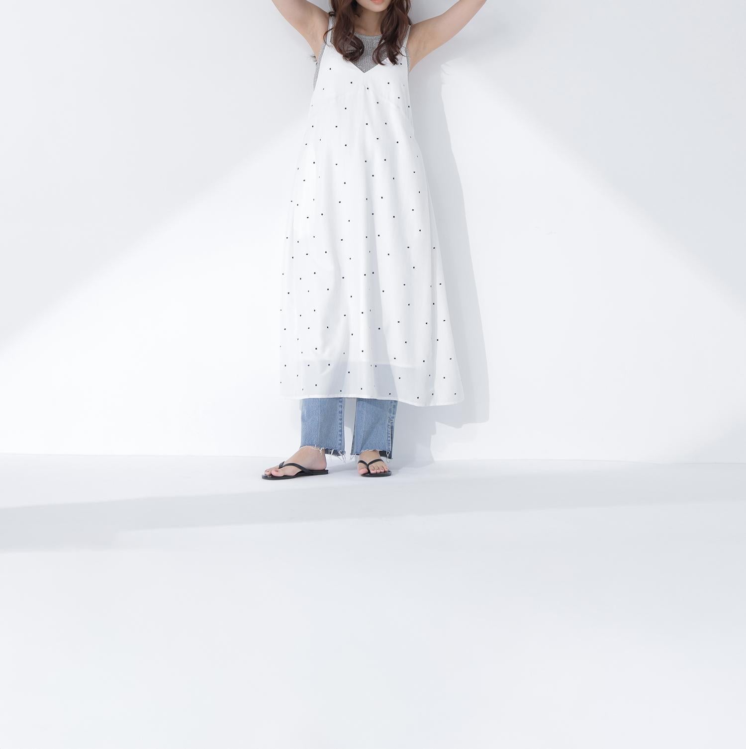 サイドスリットストレートデニムパンツ ブルー