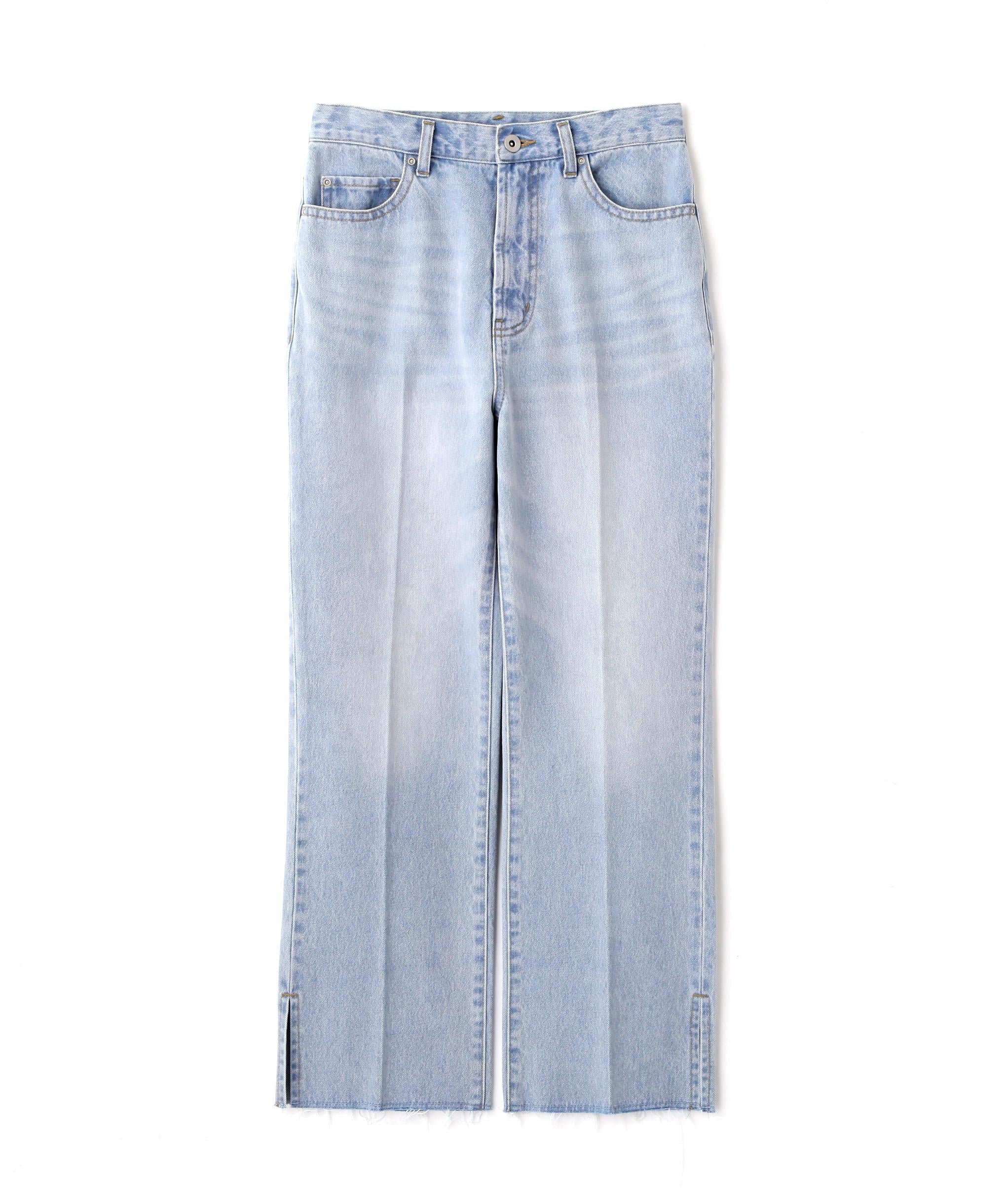 サイドスリットストレートデニムパンツ ライトブルー3