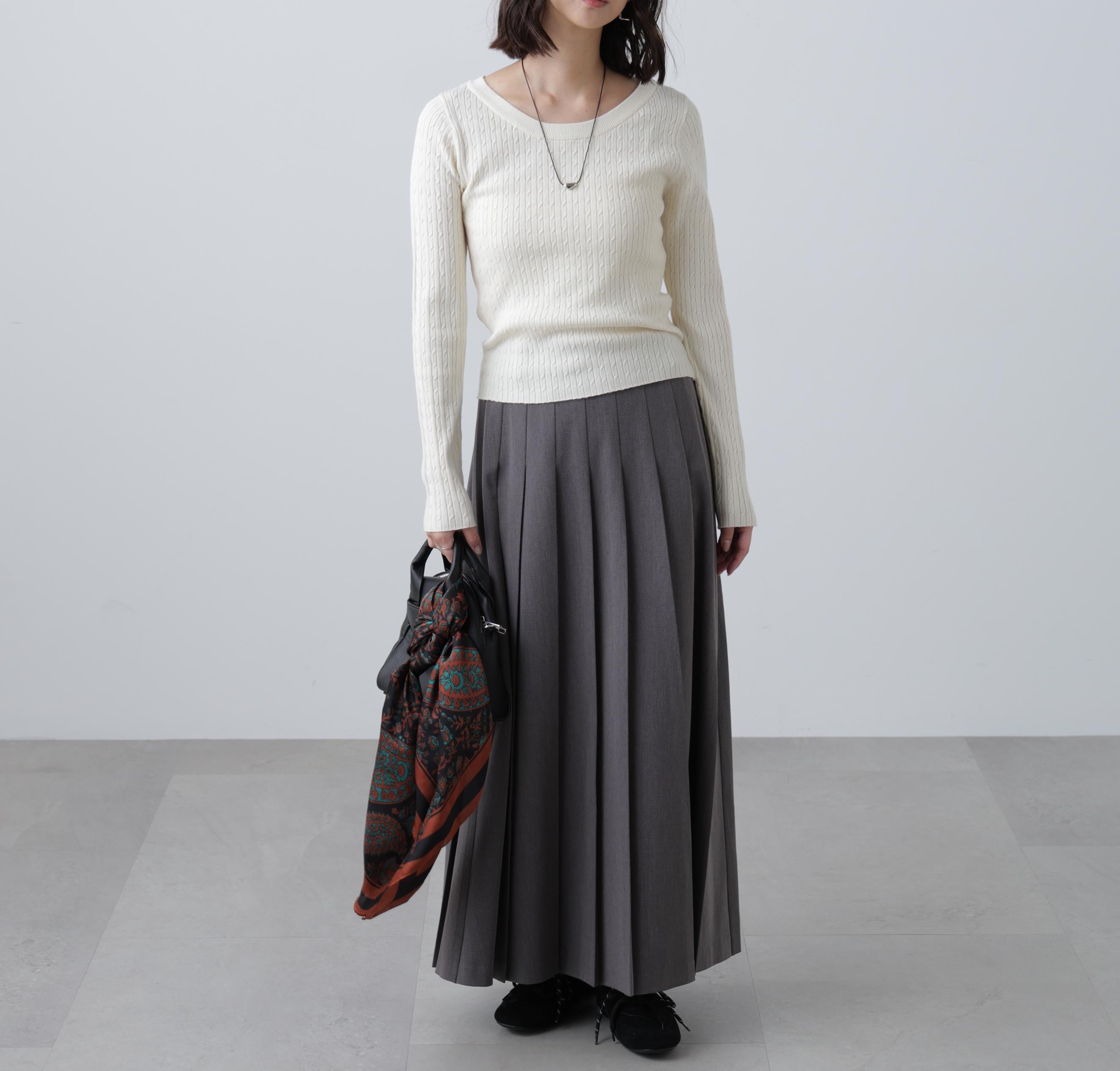 プリーツロングスカート グレー