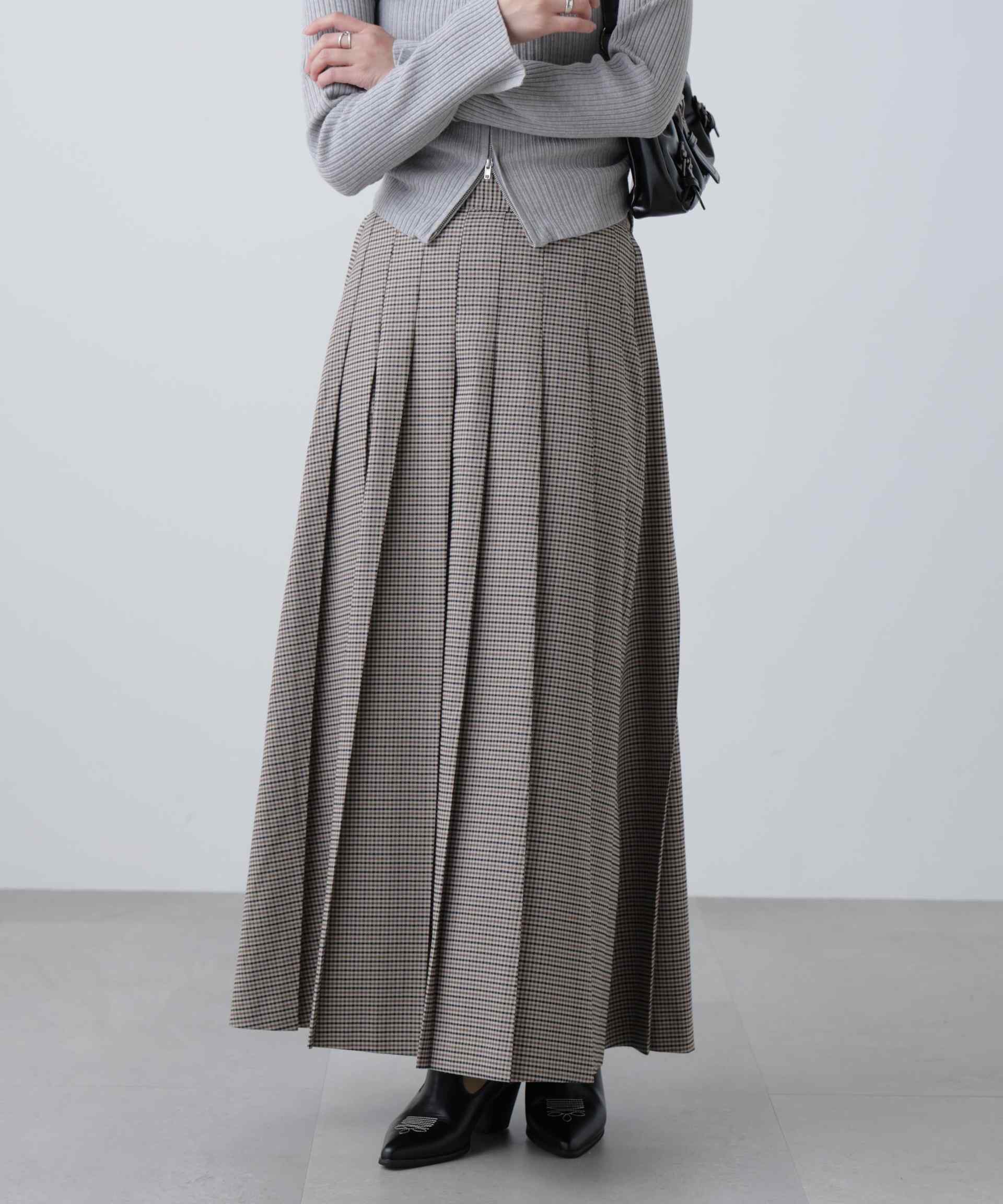 プリーツロングスカート ガンクラブチェック1