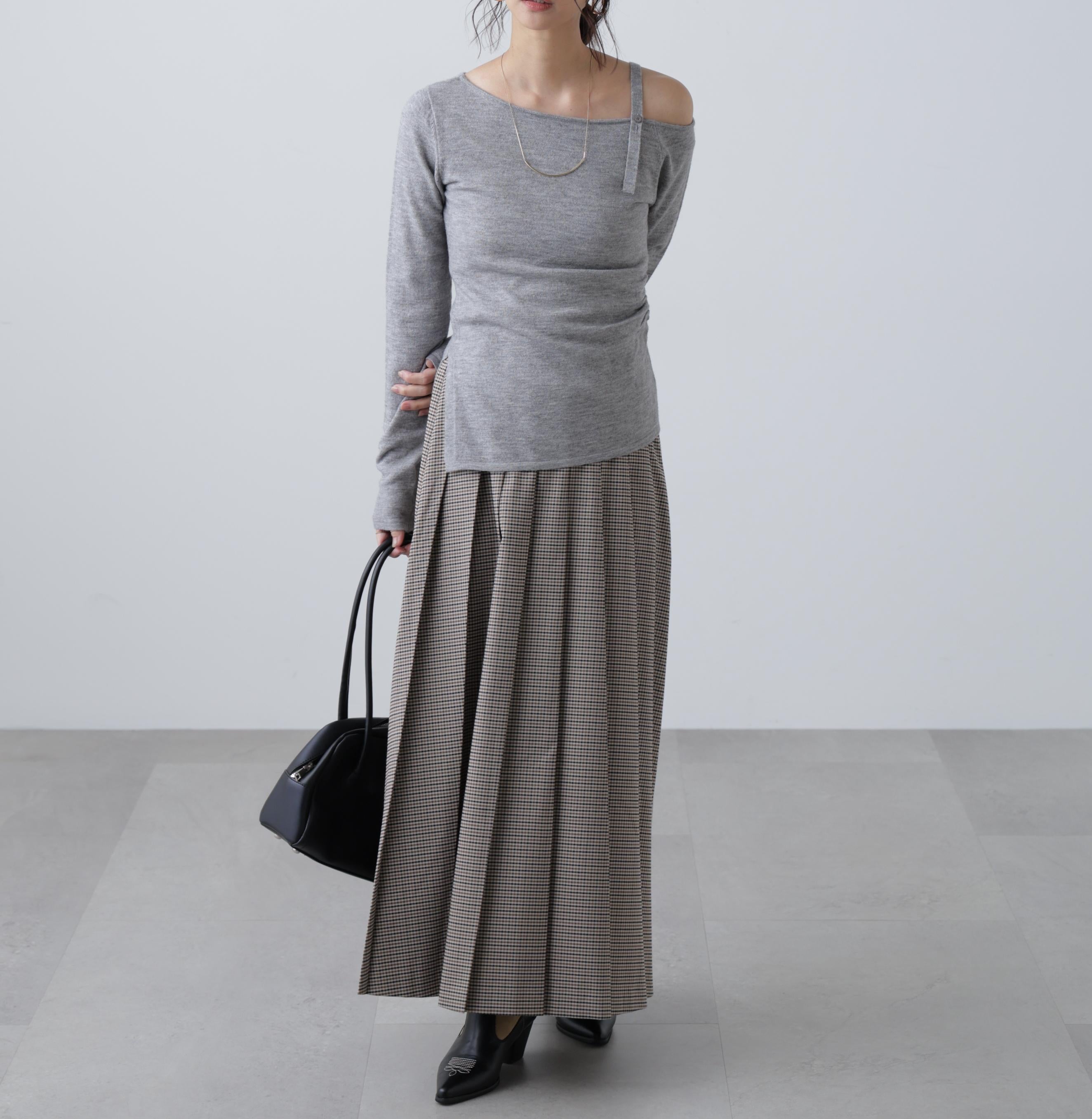 プリーツロングスカート ガンクラブチェック1