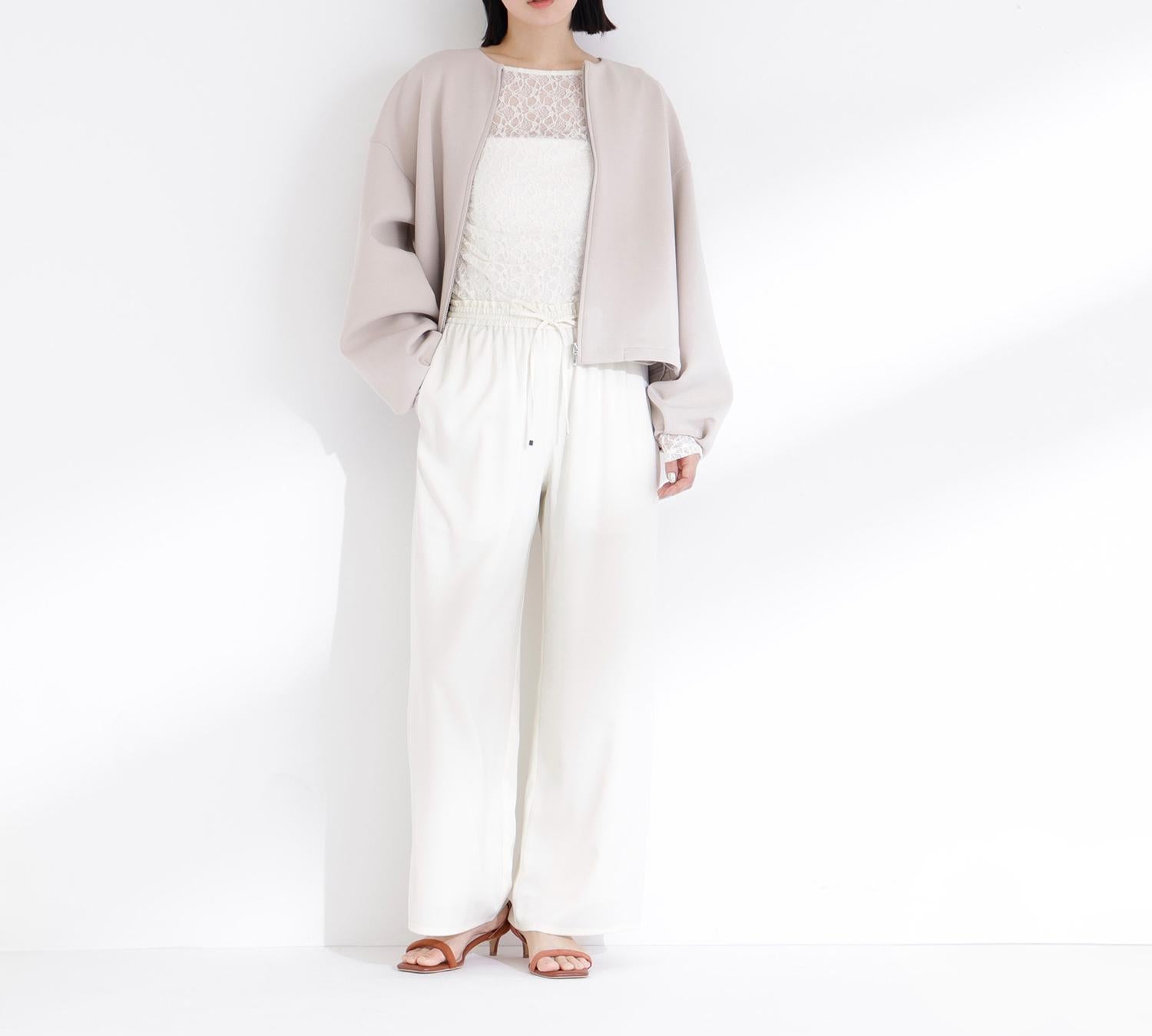 サテンイージーパンツ オフホワイト1