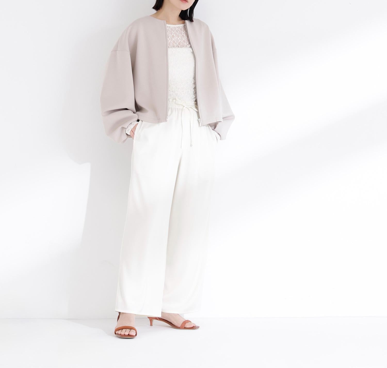 サテンイージーパンツ オフホワイト1