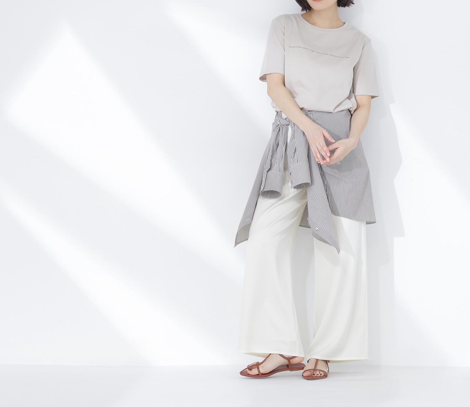 サテンイージーパンツ オフホワイト1