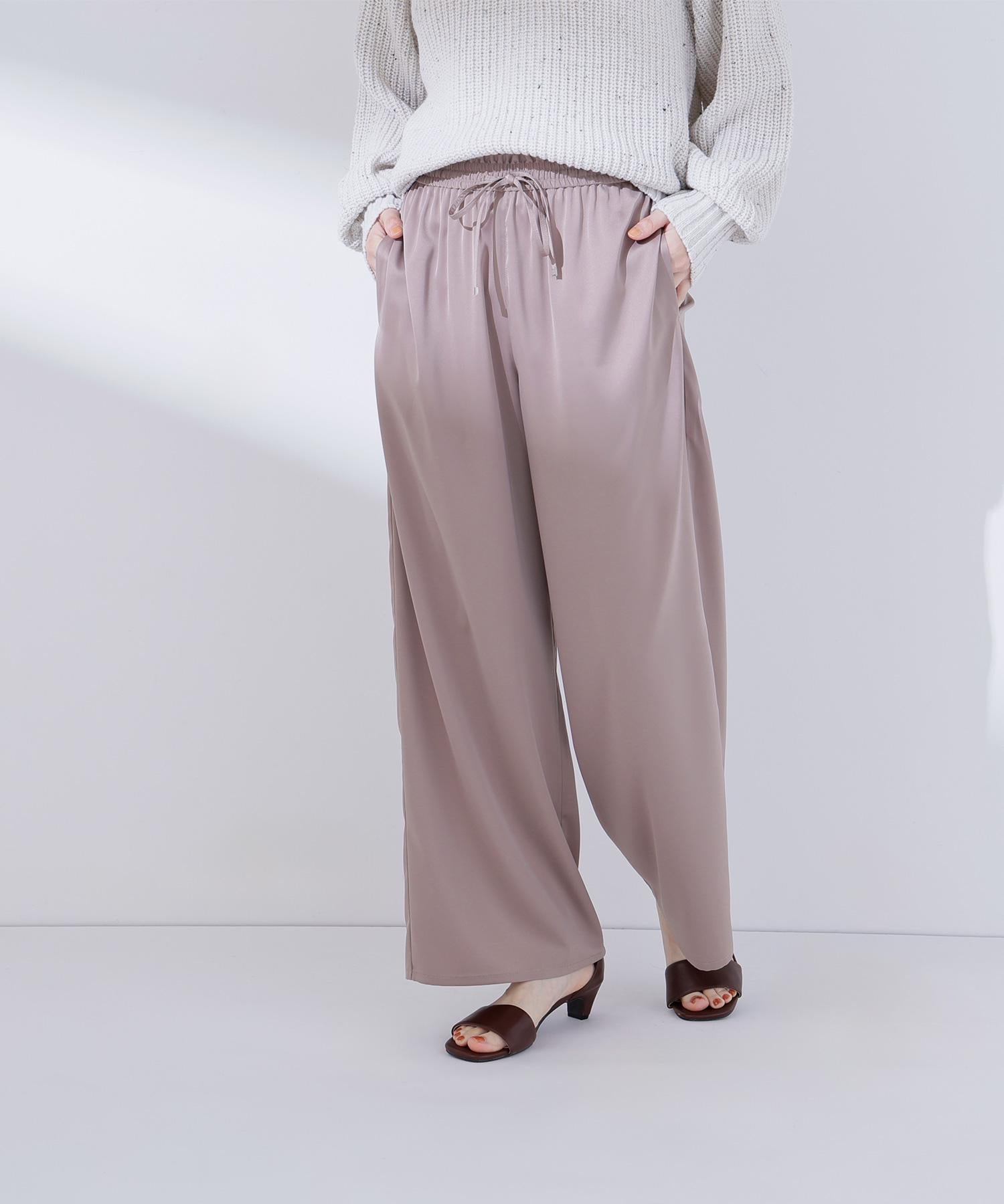 サテンイージーパンツ ベージュ