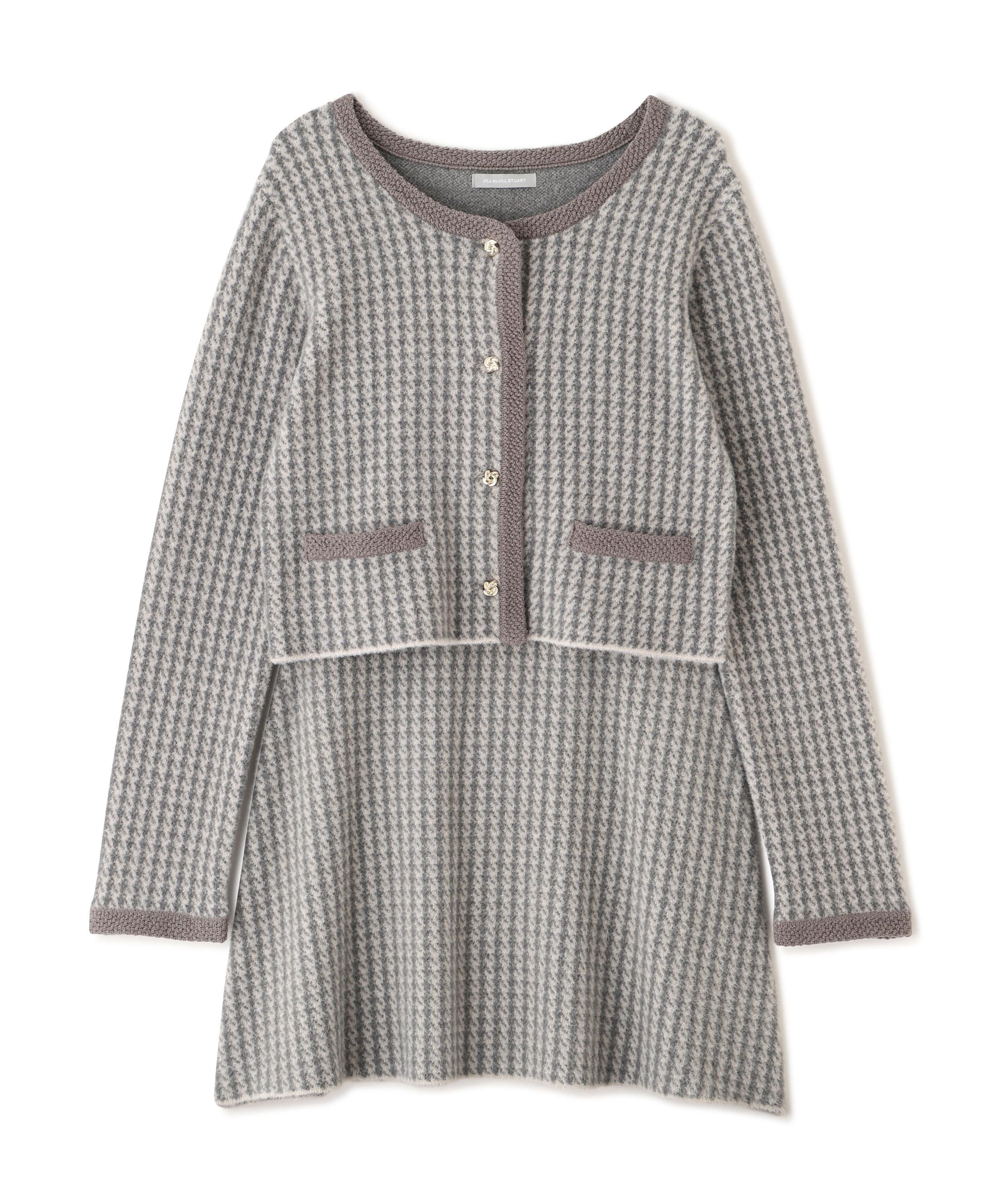 千鳥ジャガードニットセットアップ グレー1