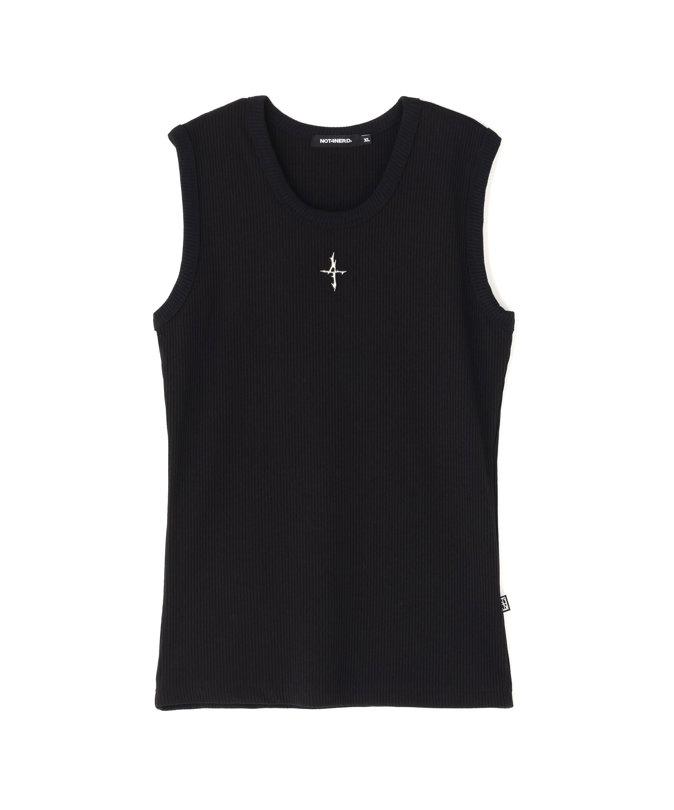 NOT4NERD/ノットフォーナード/4 SYMBOL RIBBED SLEEVELESS ブラック