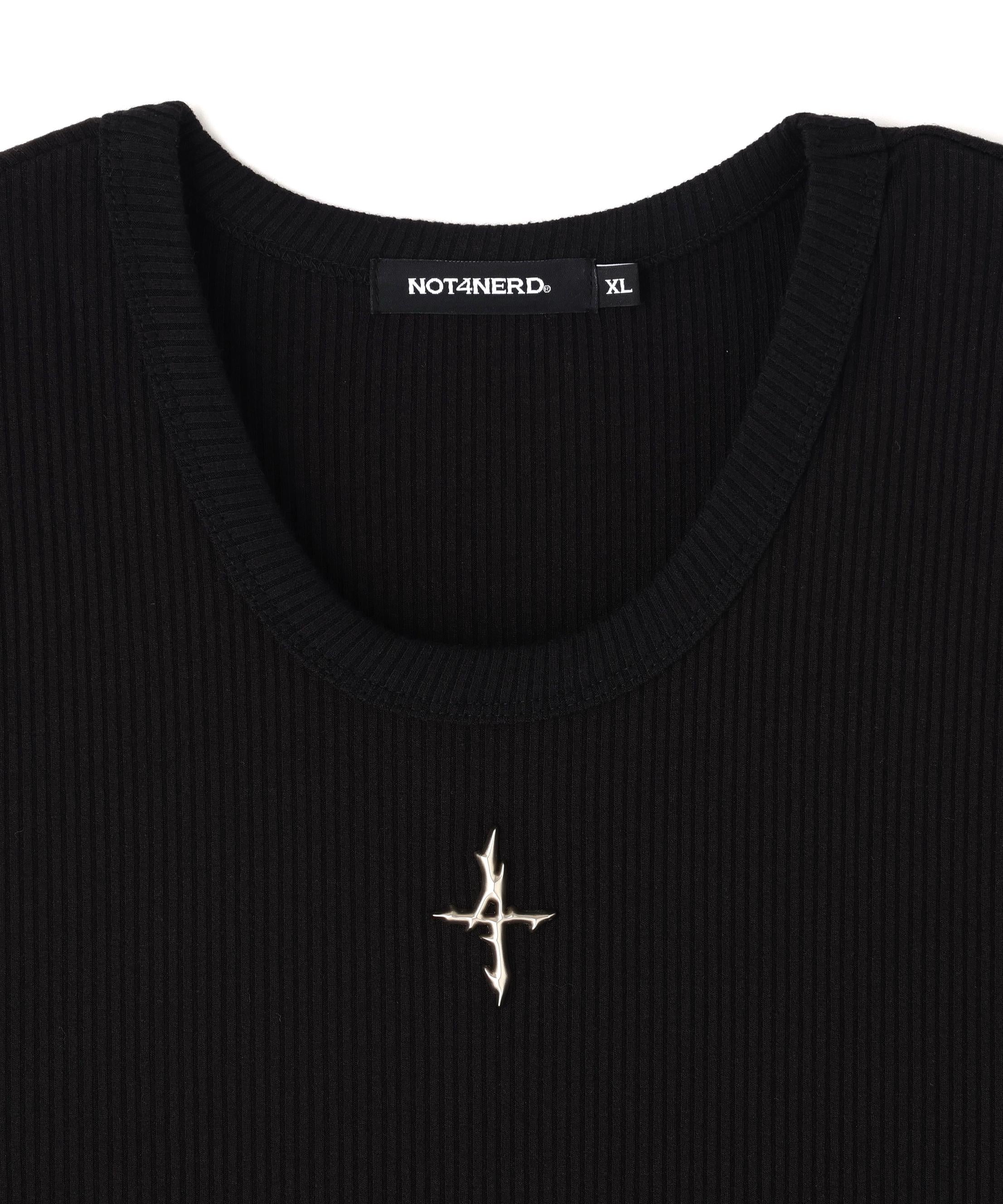 NOT4NERD/ノットフォーナード/4 SYMBOL RIBBED SLEEVELESS ブラック