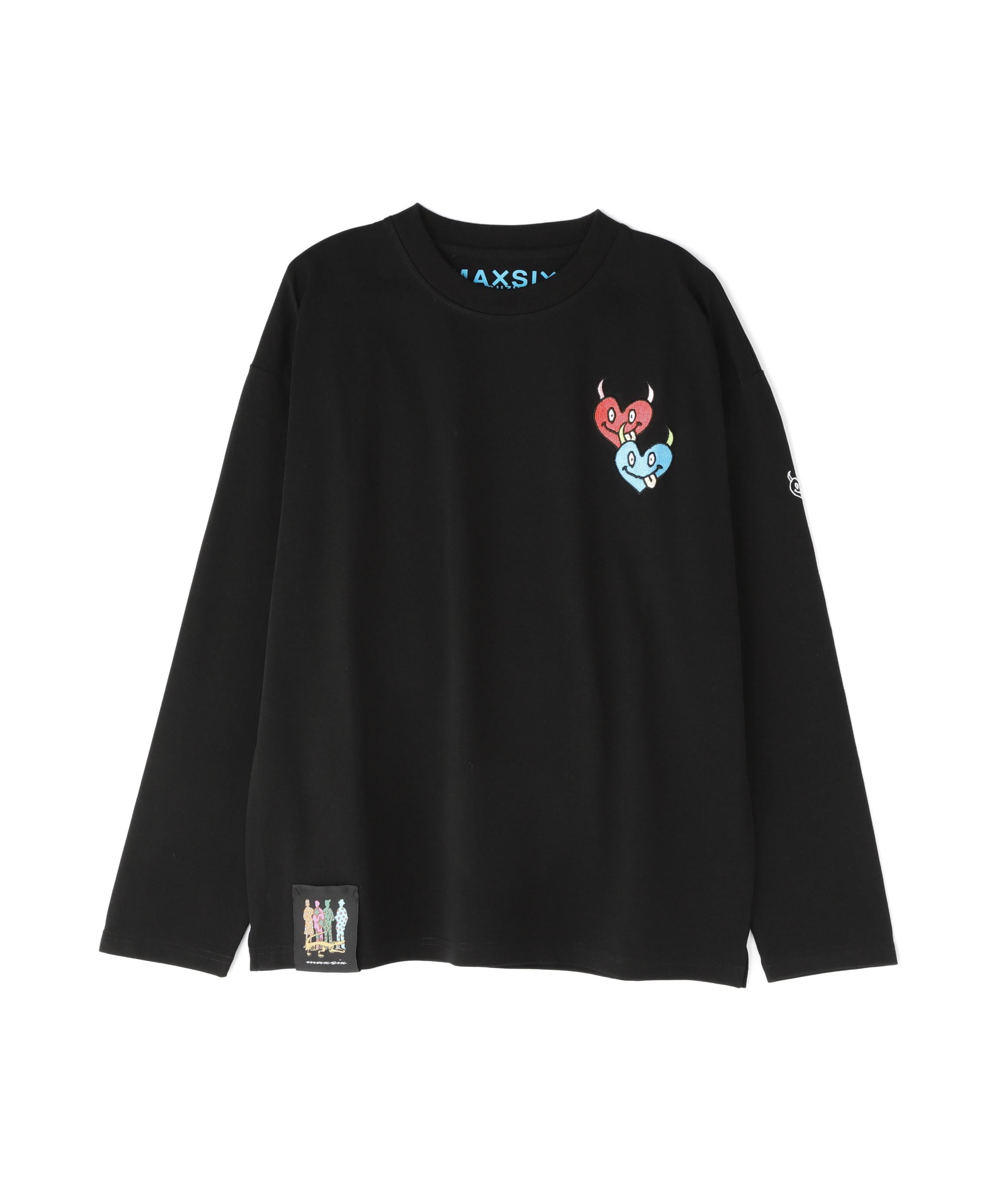 maxsix(マックスシックス)DOUBLE HERT L/S TEE ブラック