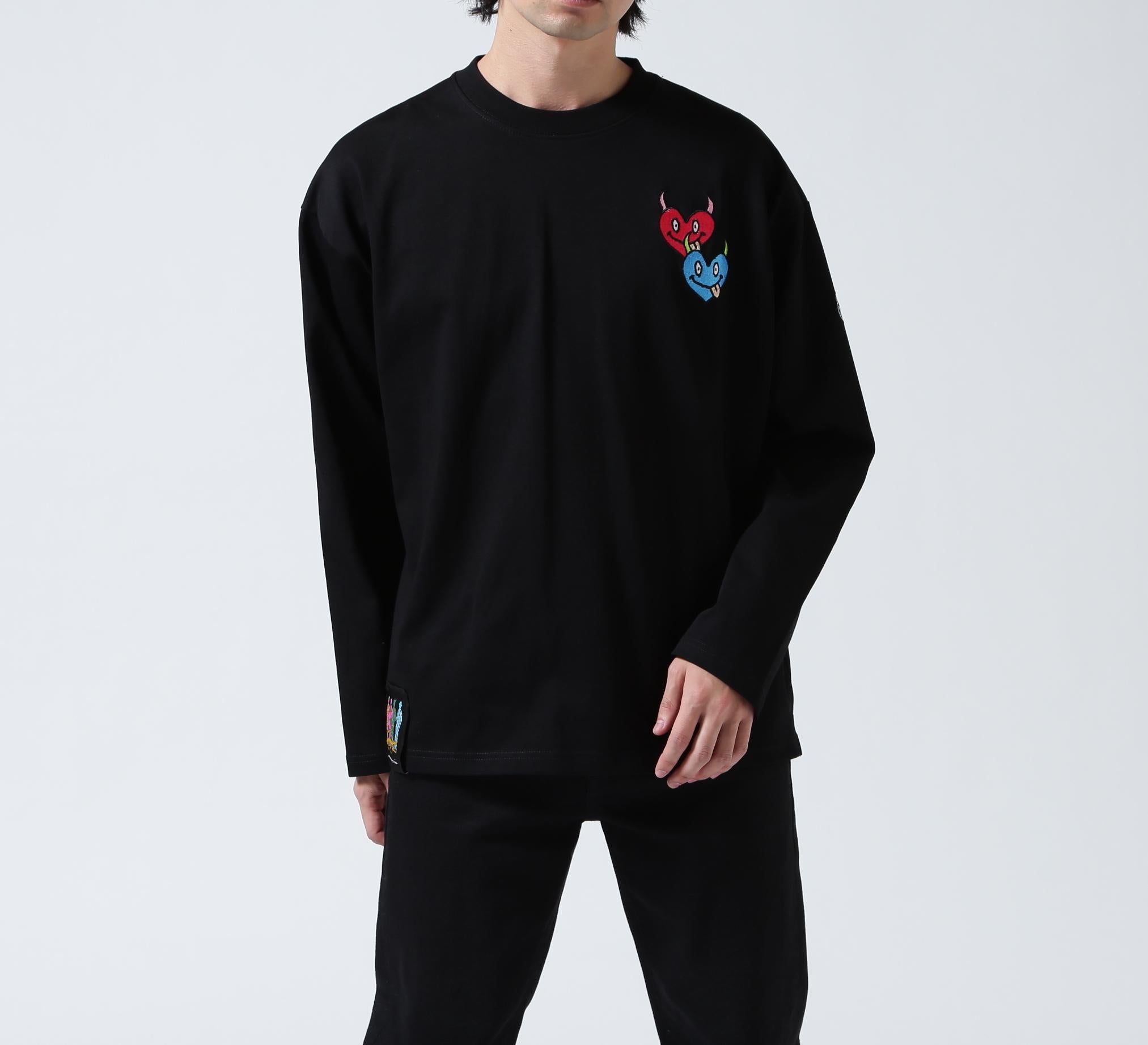 maxsix(マックスシックス)DOUBLE HERT L/S TEE ブラック