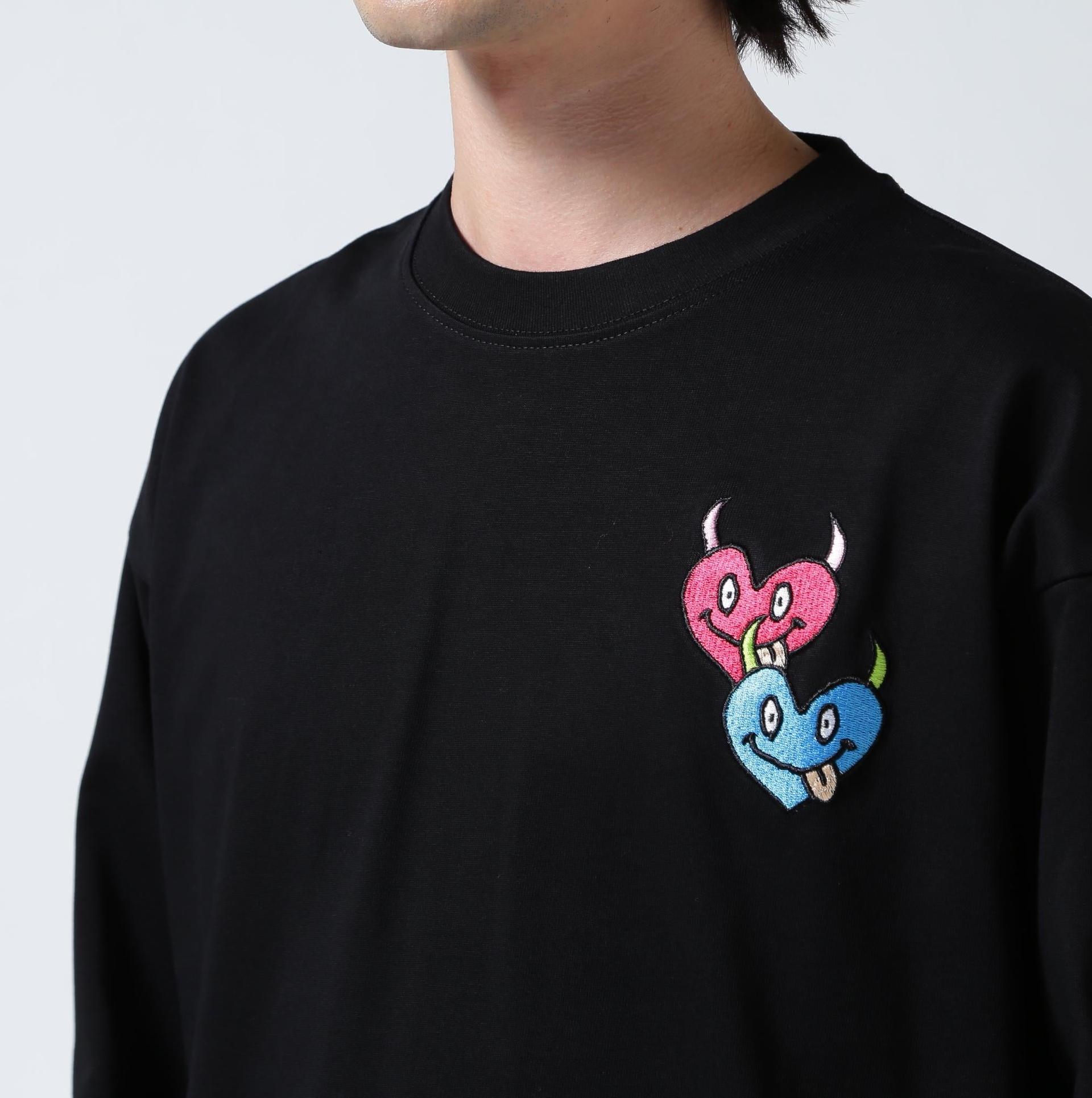 maxsix(マックスシックス)DOUBLE HERT L/S TEE ブラック