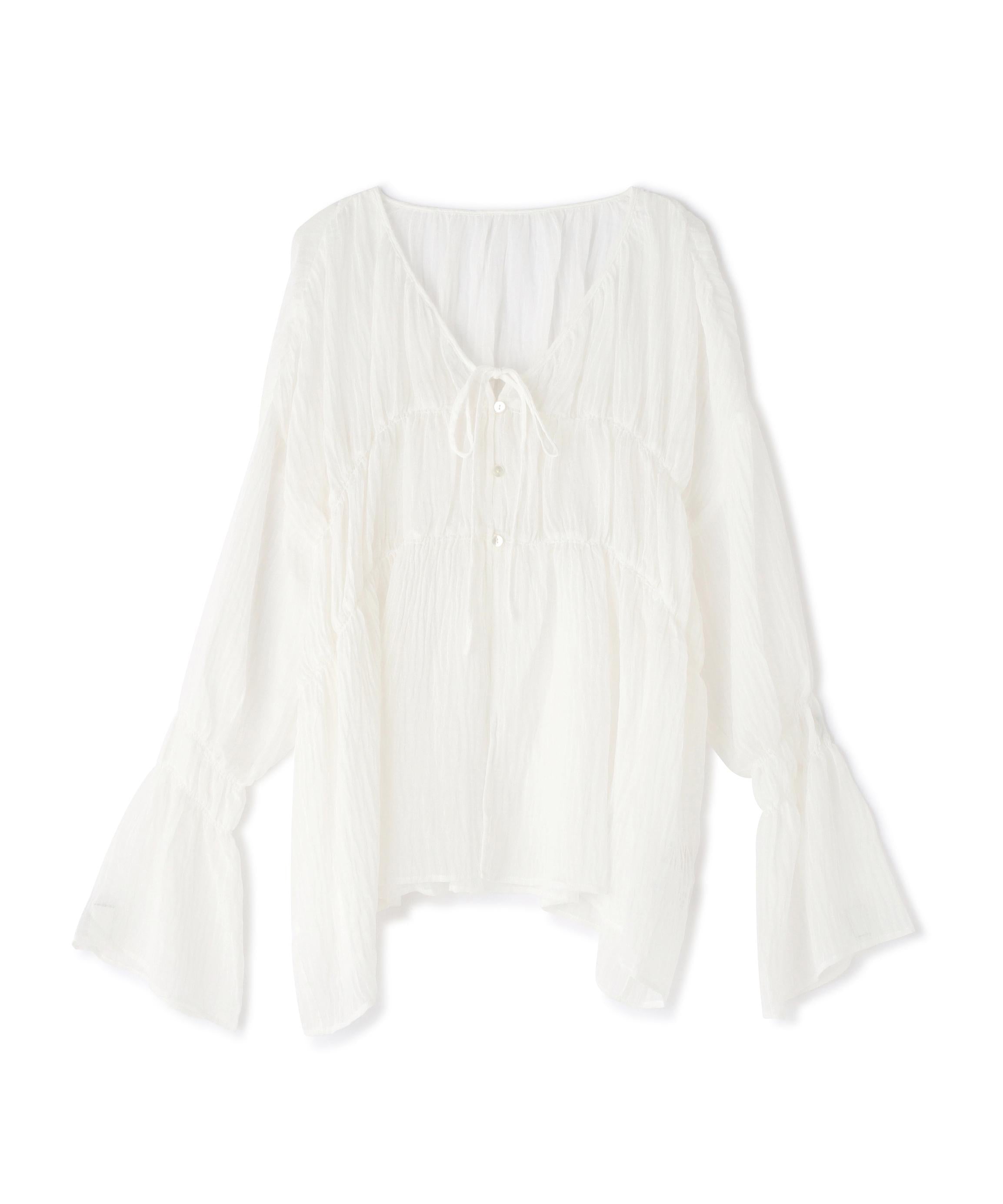 Shirring Drawstring Tunic Blouse