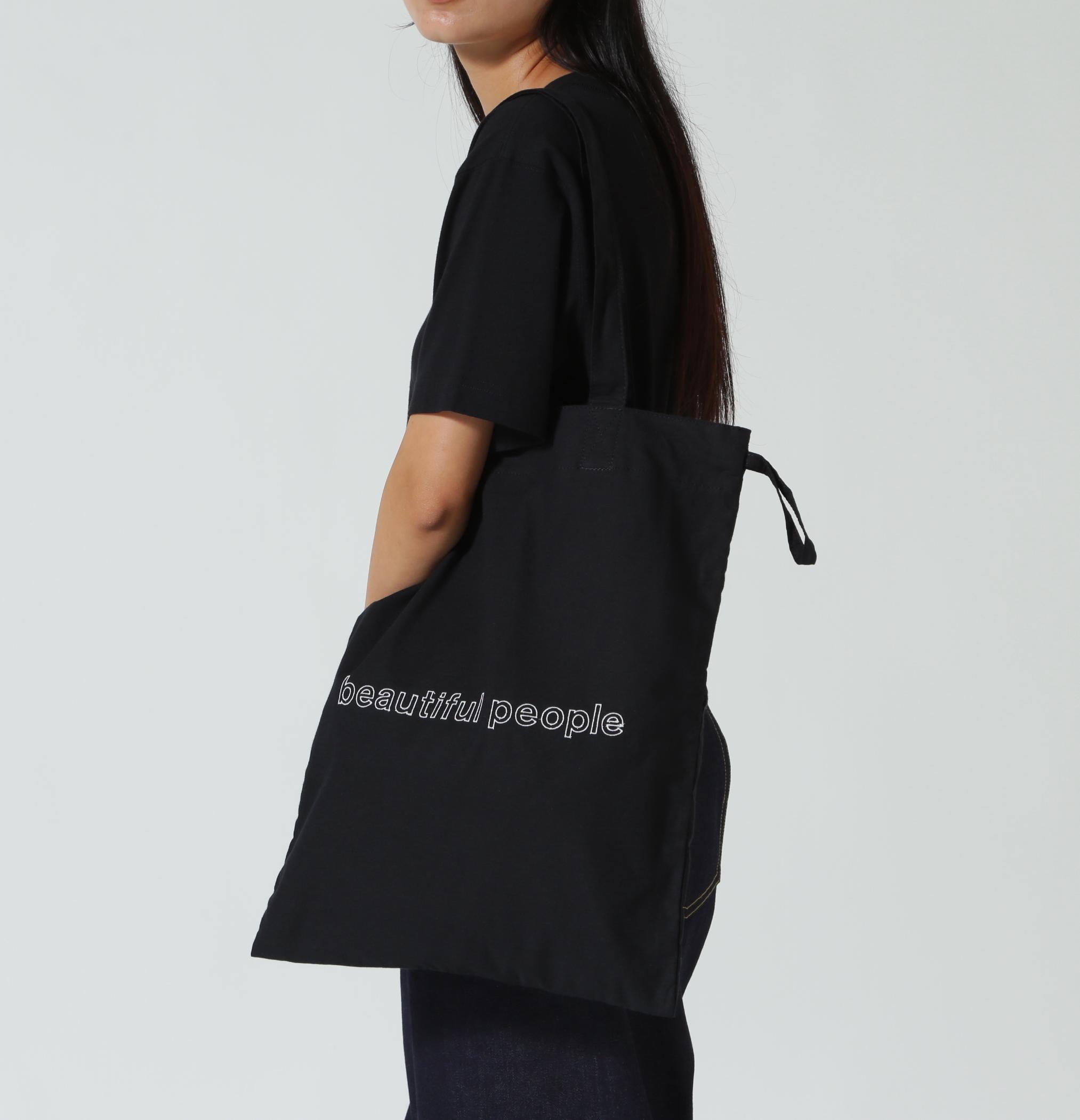 eautiful people/ビューティフルピープル/contou logo gatheing tote ag ブラック
