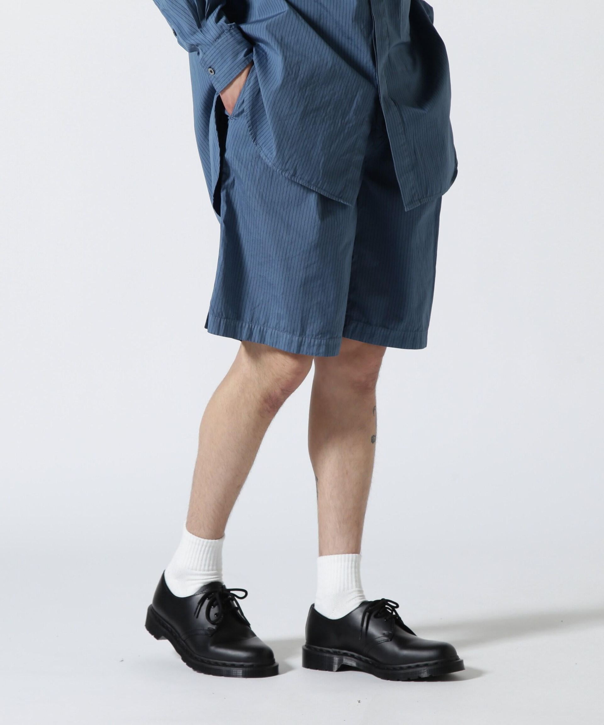YOKE/Garment Dye Stripe Belted Wide Shorts