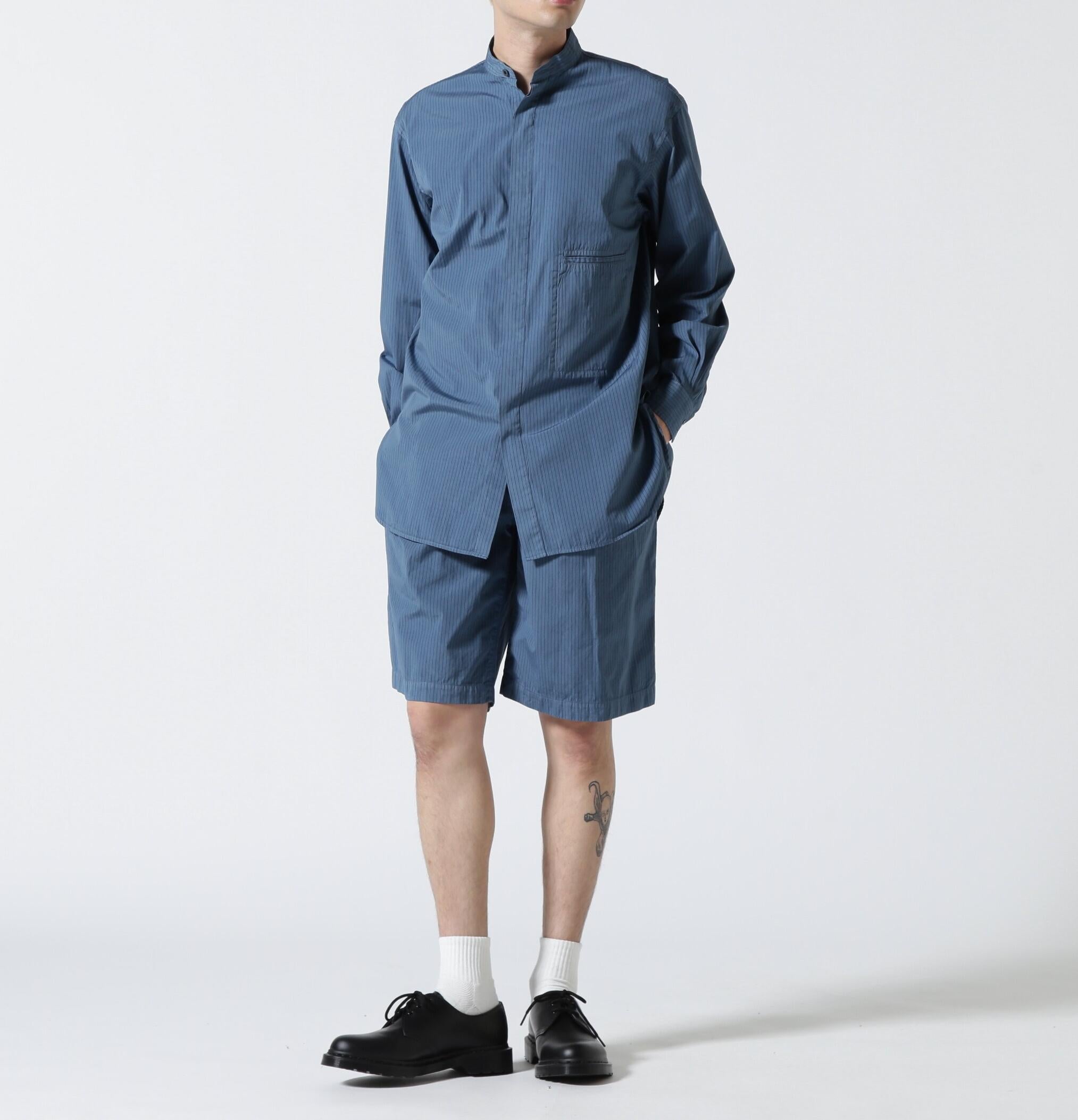 YOKE/ヨーク/Gament Dye Stipe Relted Wide Shots グリーン