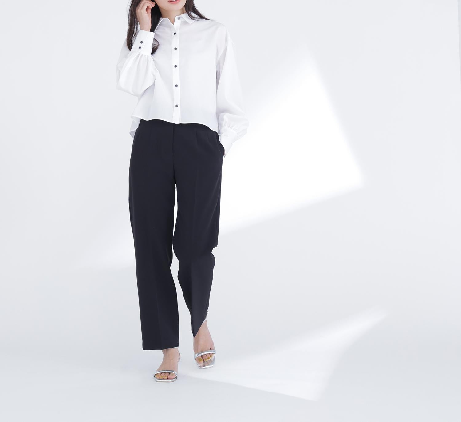 スタイルアップストレートパンツ ブラック