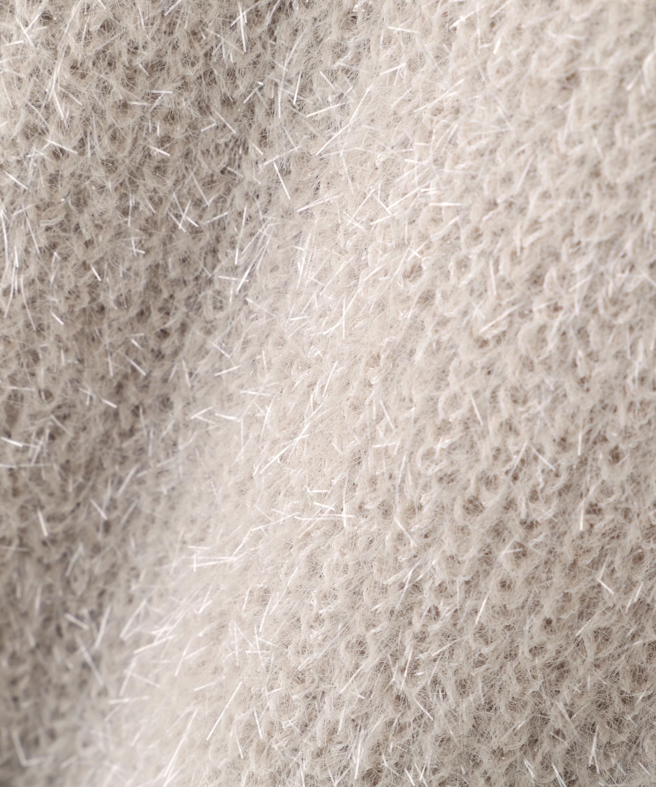 サイドリボンフィルムフェザーニット グレー