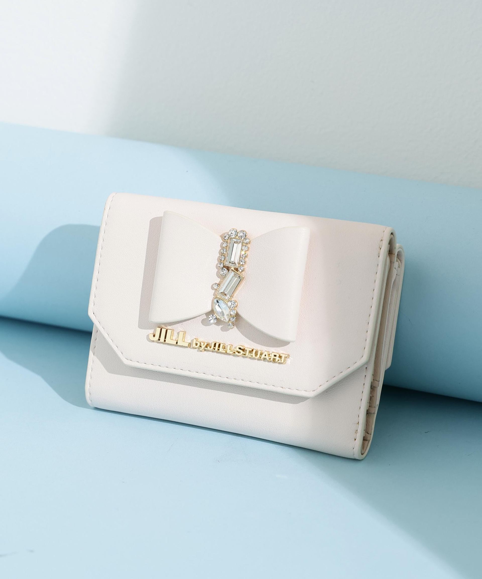 リボンビジューウォレットミニ財布 アイボリー2