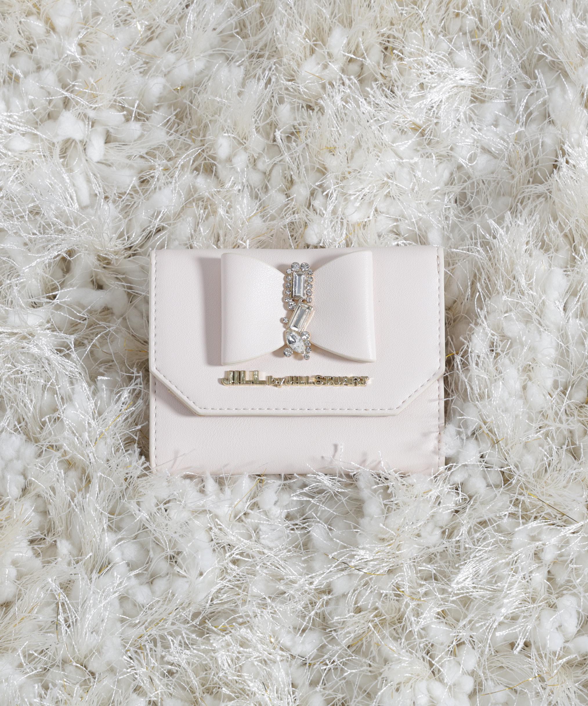 リボンビジューウォレットミニ財布 アイボリー2