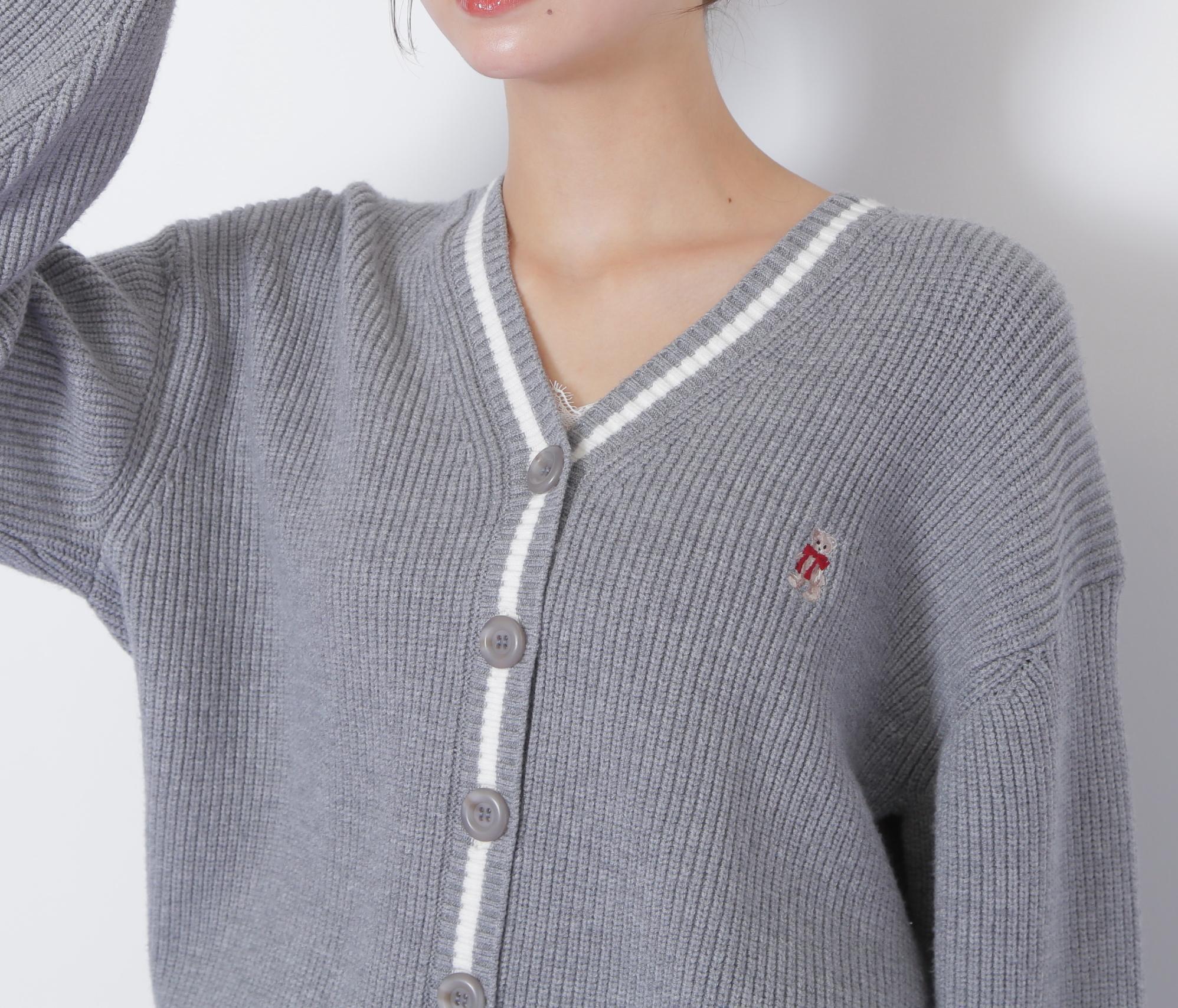 <BEARシリーズ>カーディガンセットアップ グレー