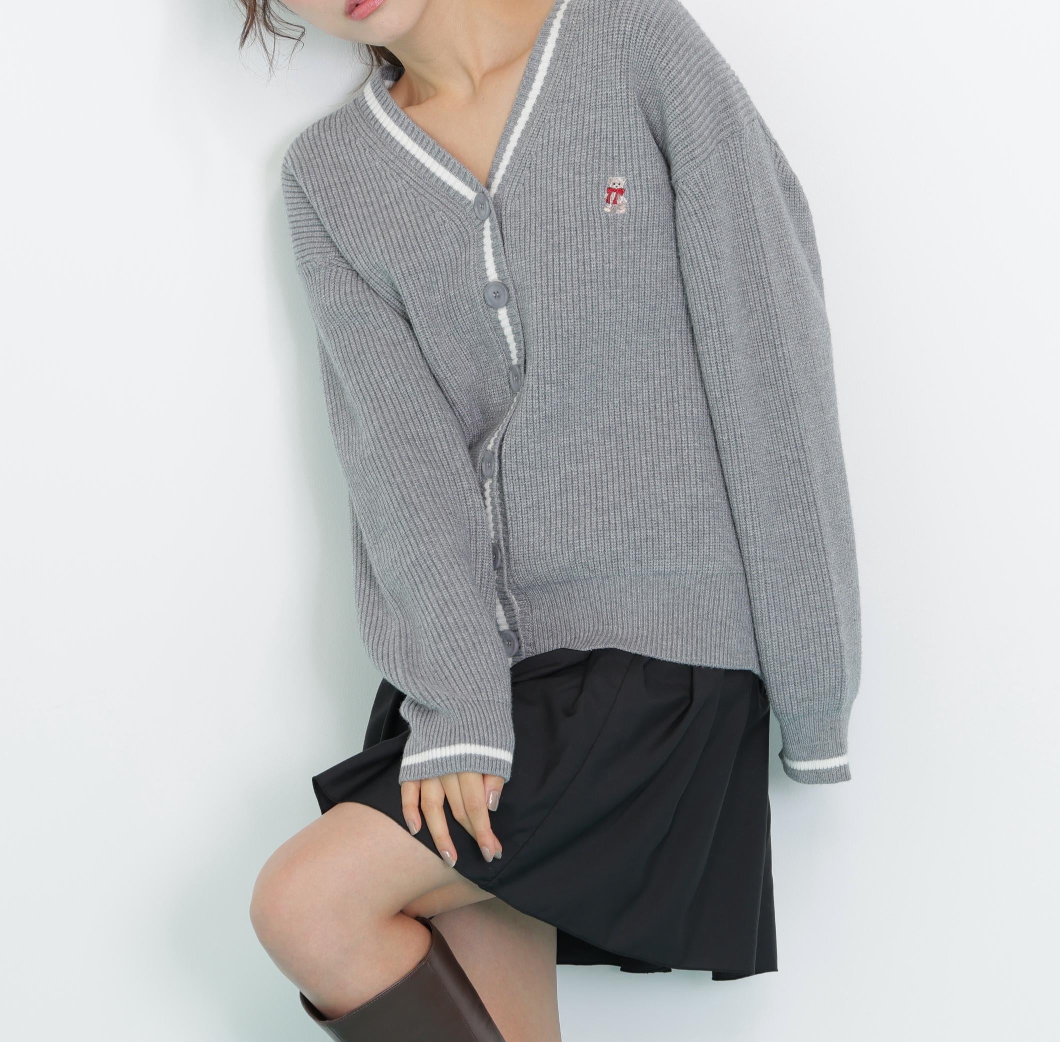 <BEARシリーズ>カーディガンセットアップ グレー