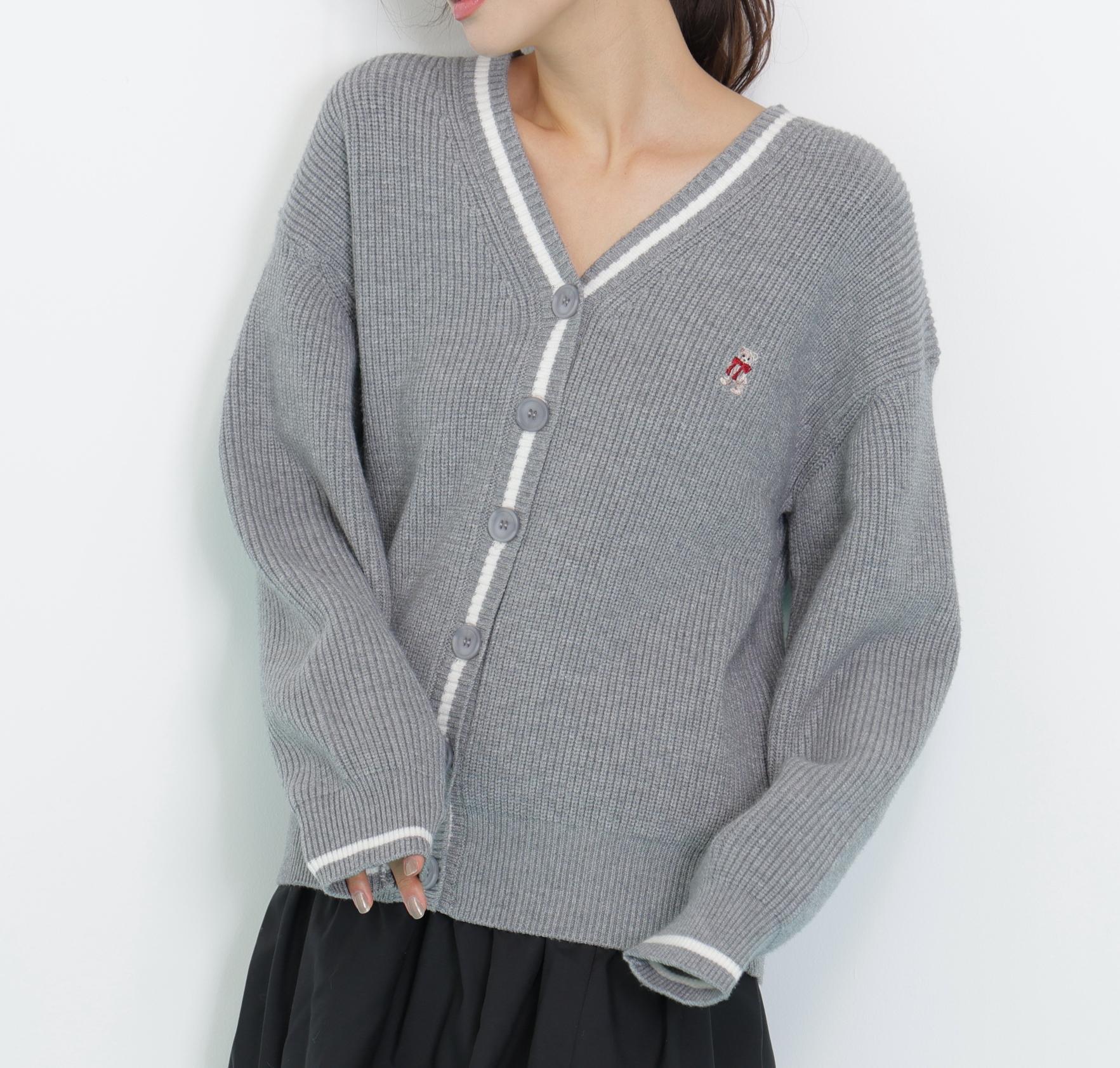 <BEARシリーズ>カーディガンセットアップ グレー