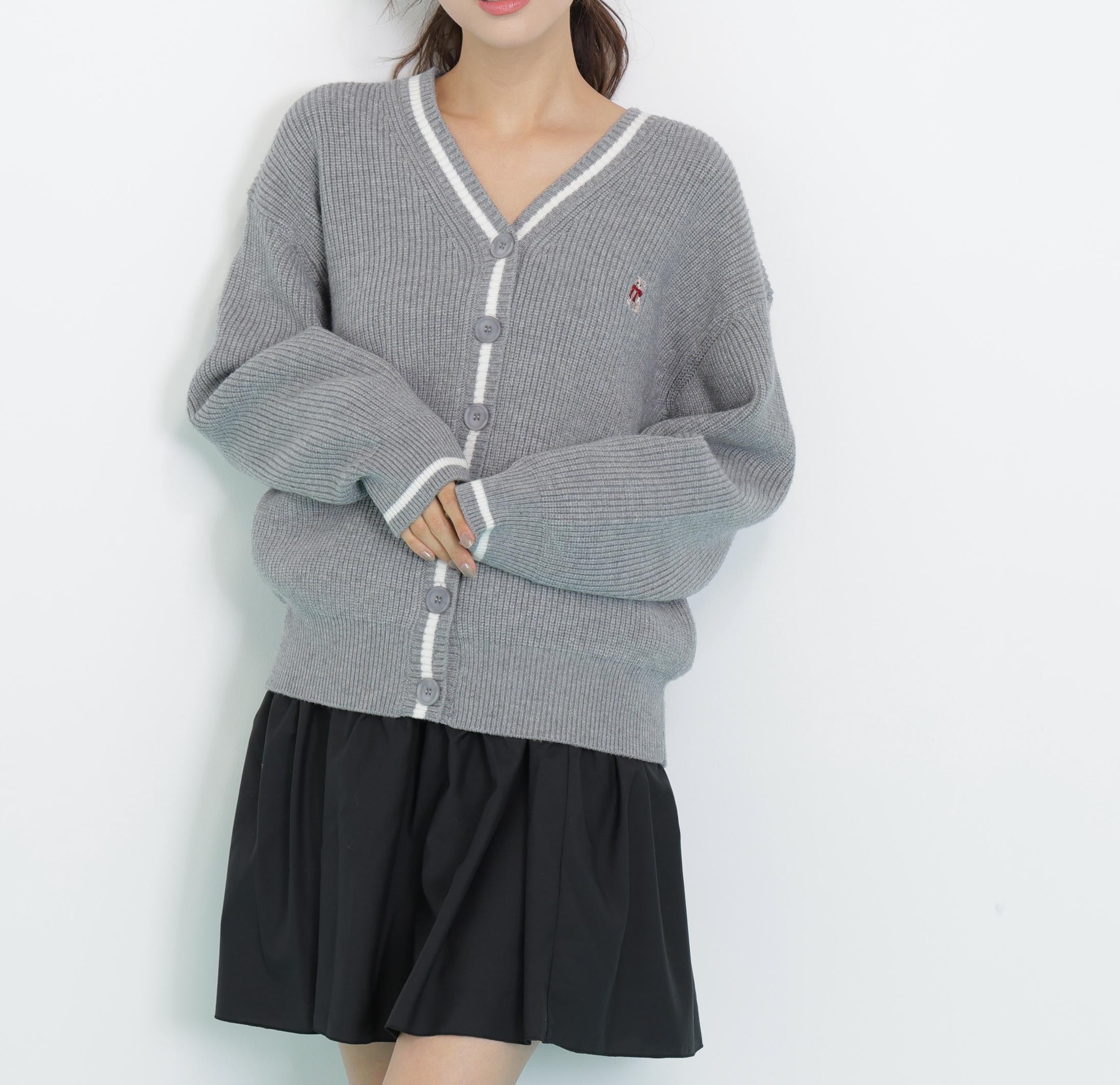 <BEARシリーズ>カーディガンセットアップ グレー