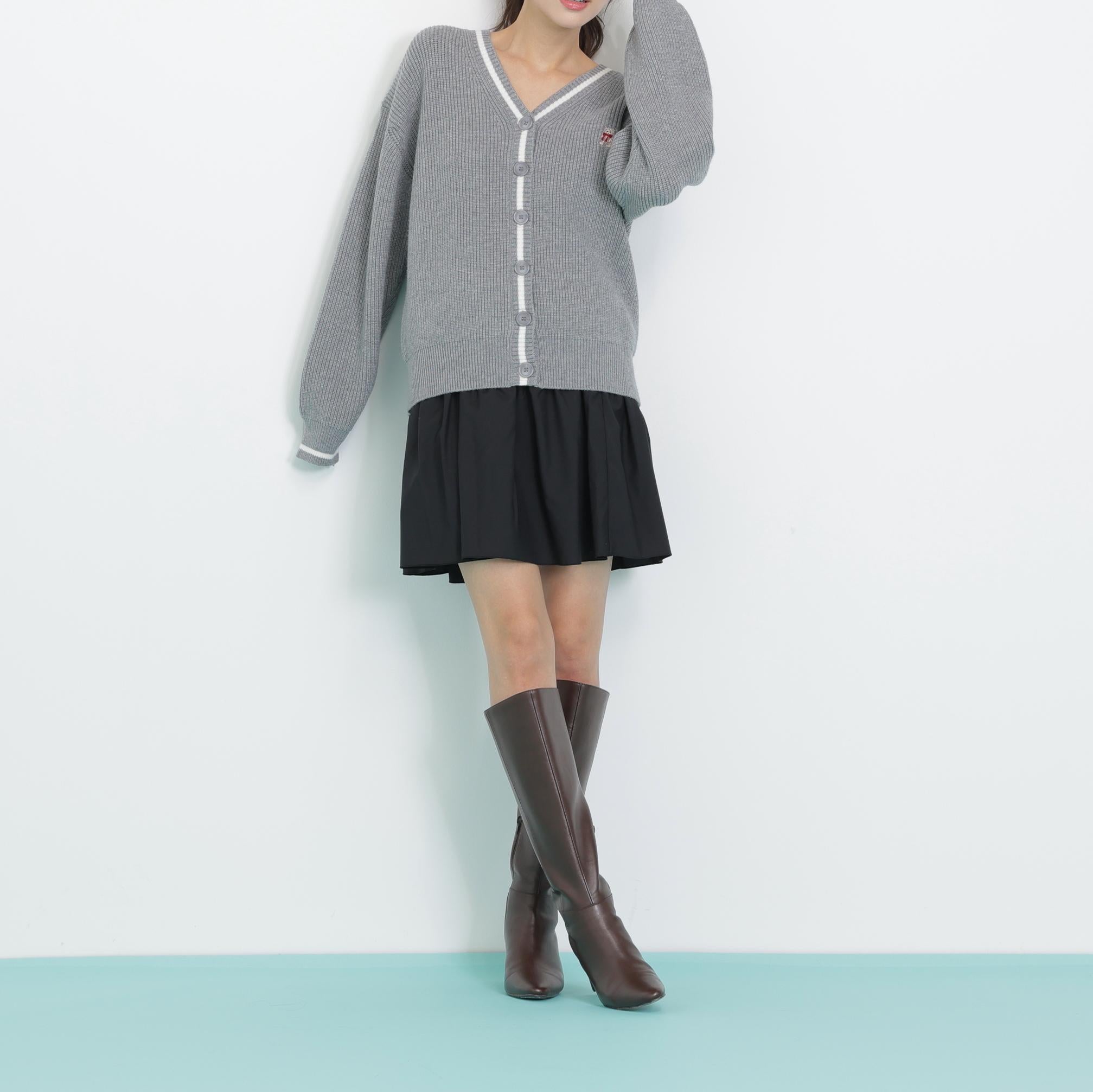 <BEARシリーズ>カーディガンセットアップ グレー