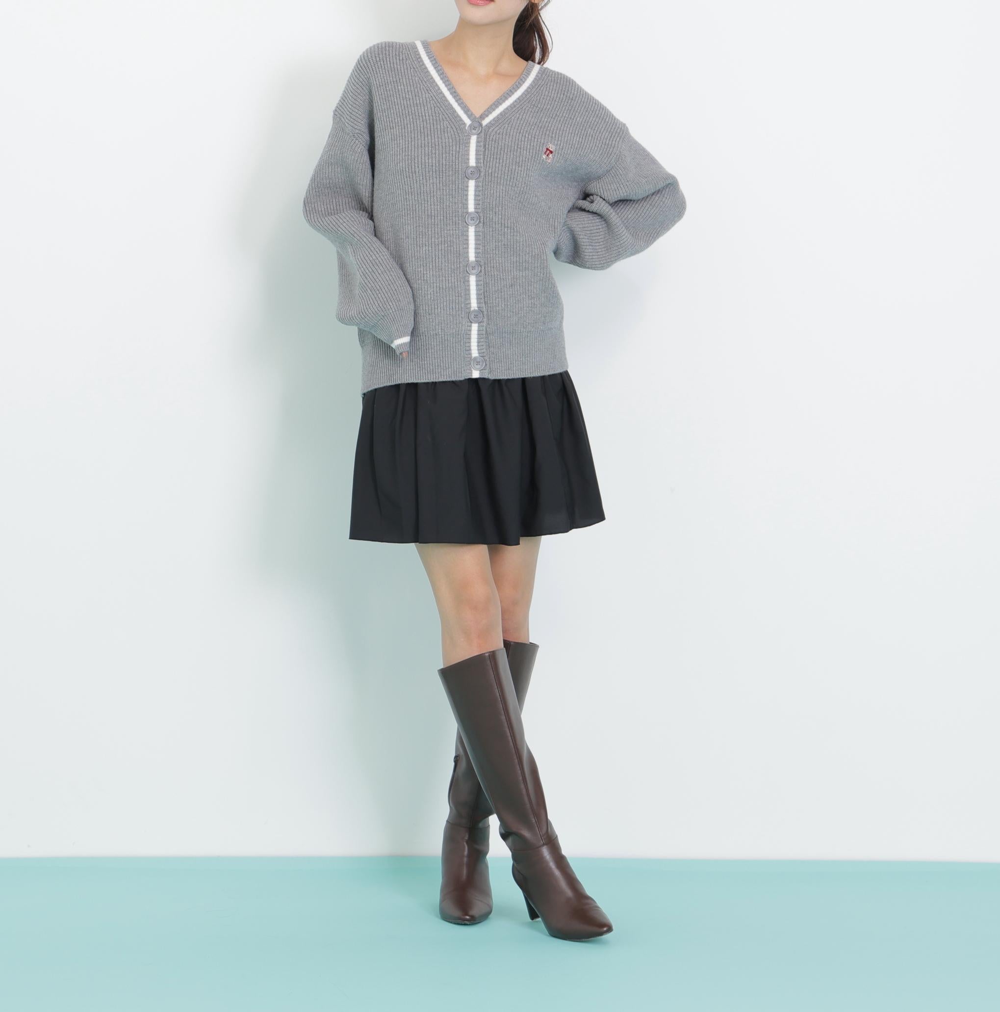 <BEARシリーズ>カーディガンセットアップ グレー