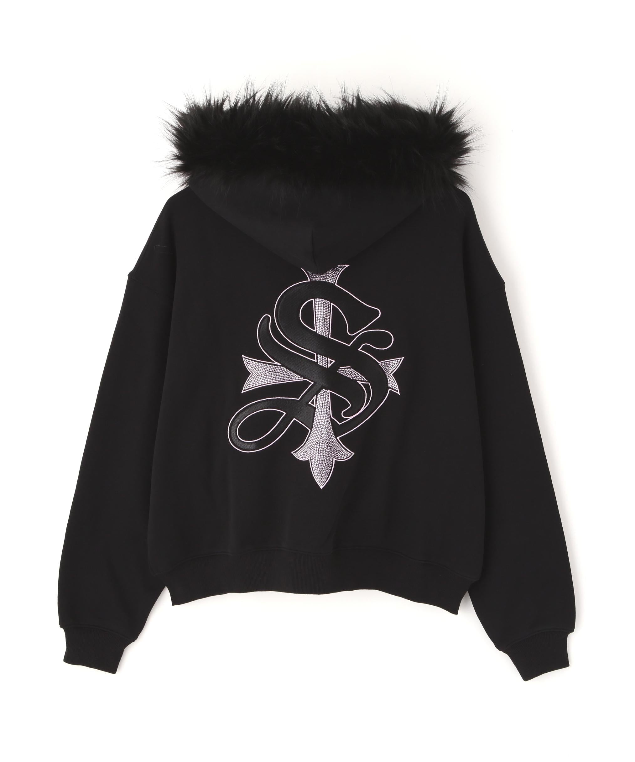 SUPPLIER/サプライヤー/FAUX FUR CROPPED CROSS ZIP HOODIE ピンク
