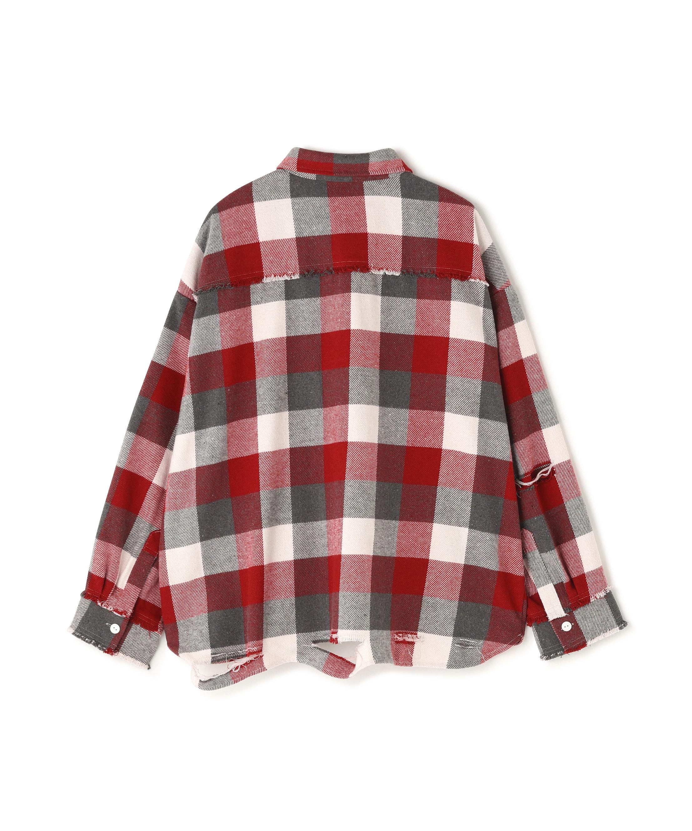 DankeSchon/ダンケシェーン/FLANNEL DAMAGE SHIRTS BLOCK レッド