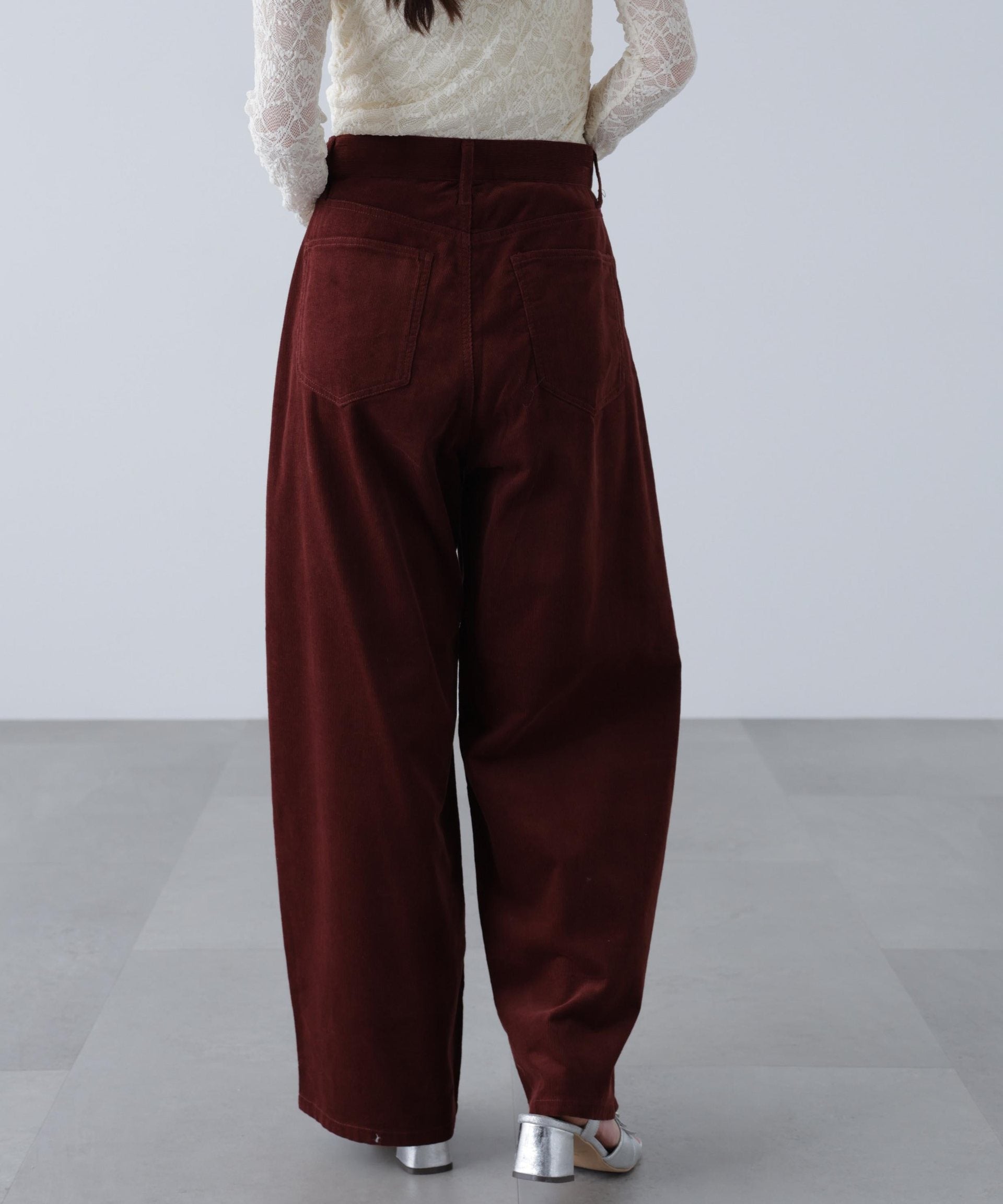 コーデュロイタックコクーンパンツ ボルドー