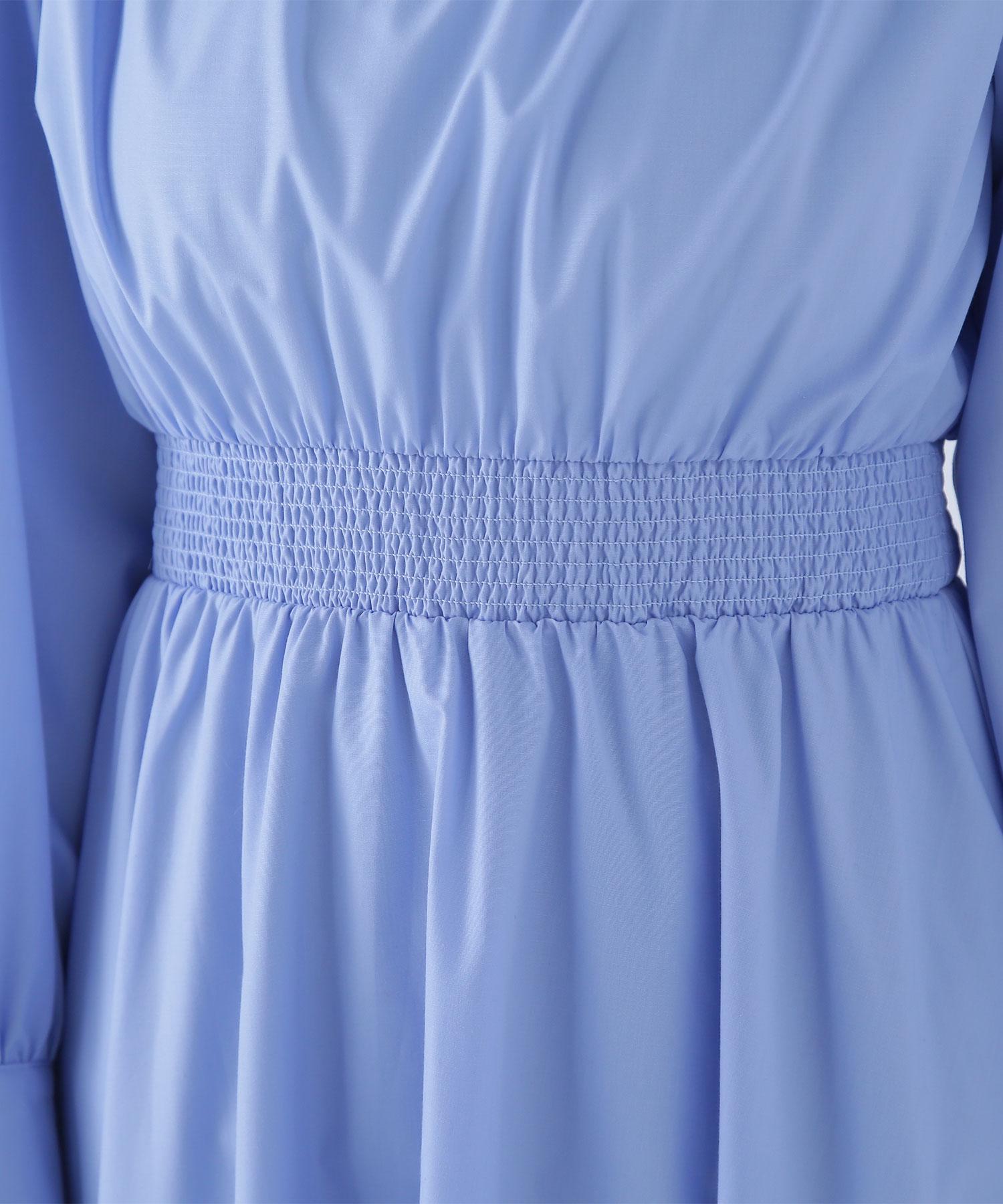 2wayボウタイギャザーワンピース ブルー
