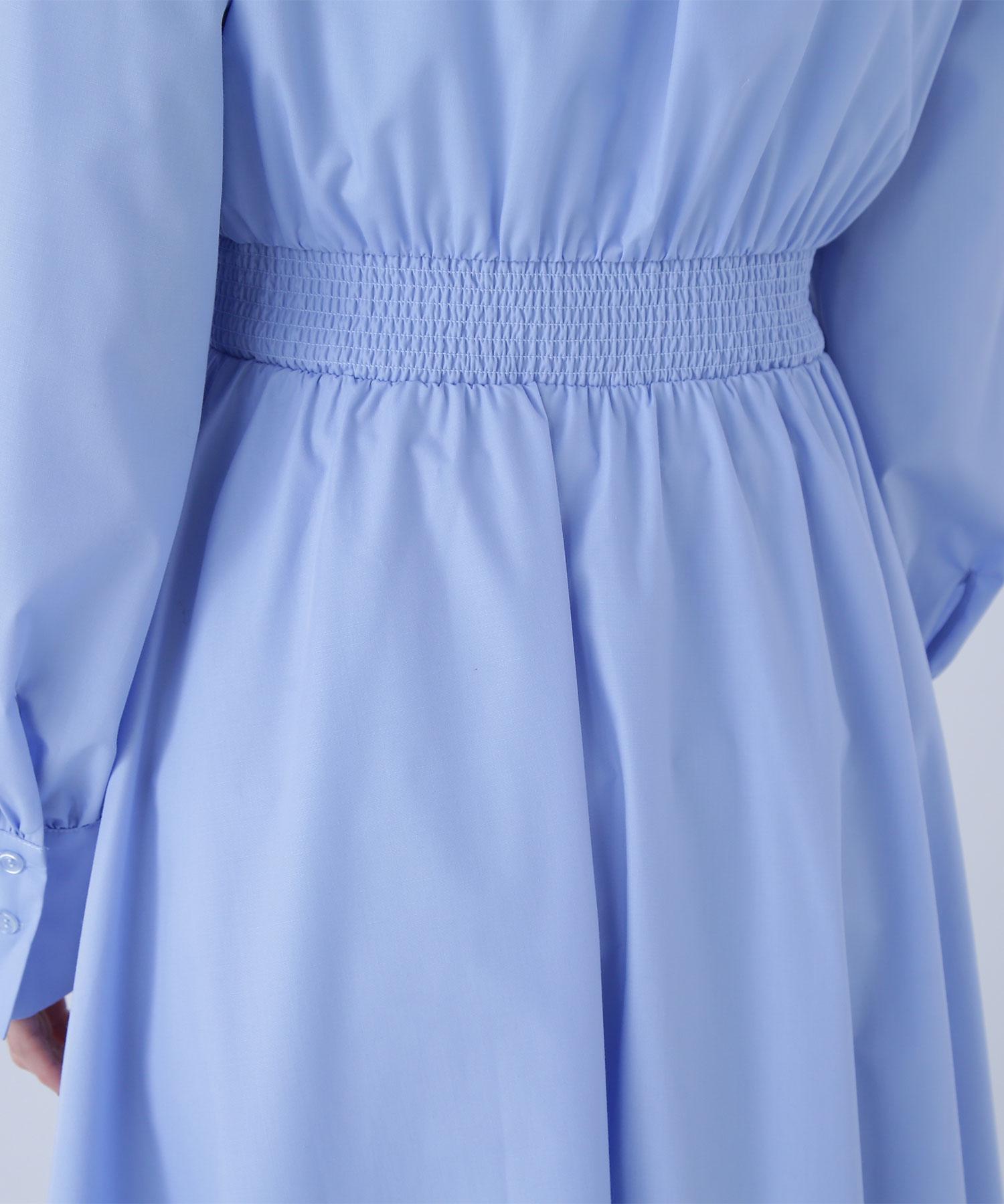 2wayボウタイギャザーワンピース ブルー