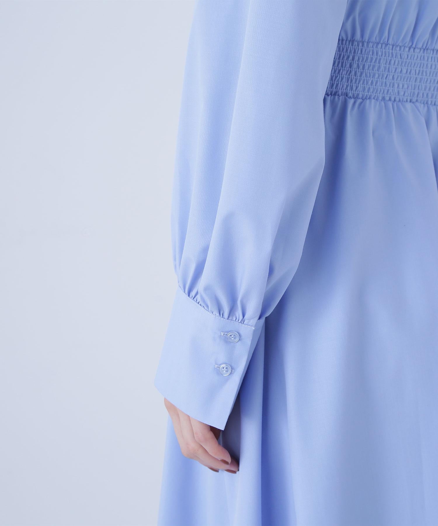 2wayボウタイギャザーワンピース ブルー